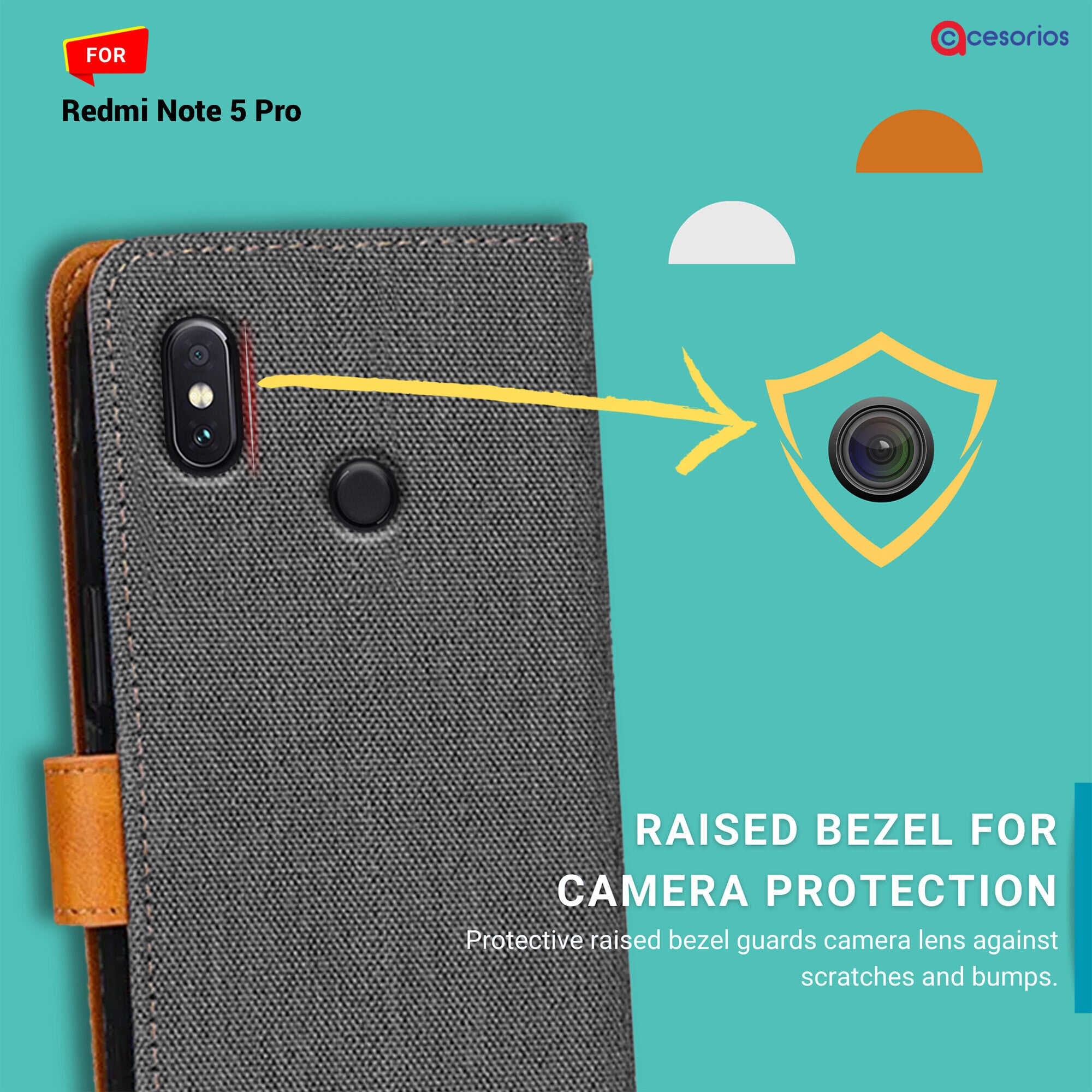 Accesorios Redmi Note 5 Pro denim flip cover – Grey – Image 2 #color_grey