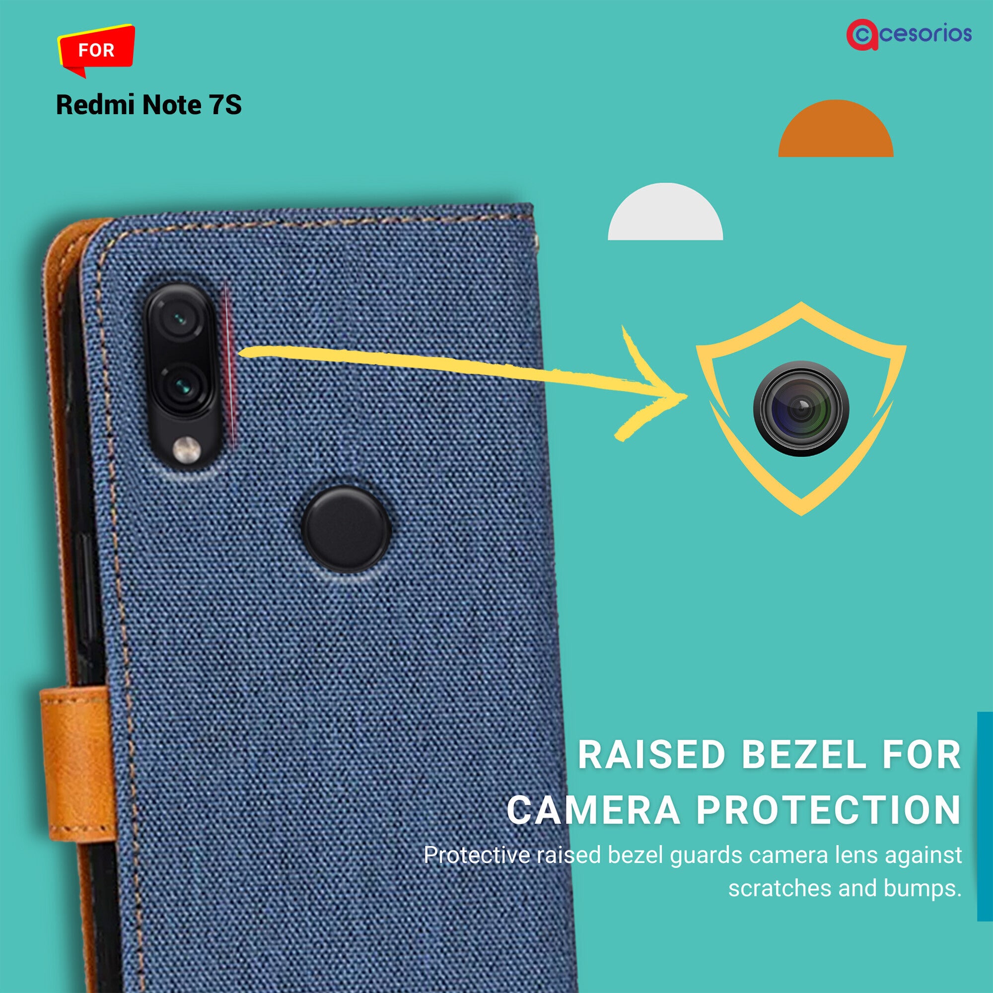 Accesorios Redmi Note 7S denim flip cover – Blue – Image 2 #color_blue