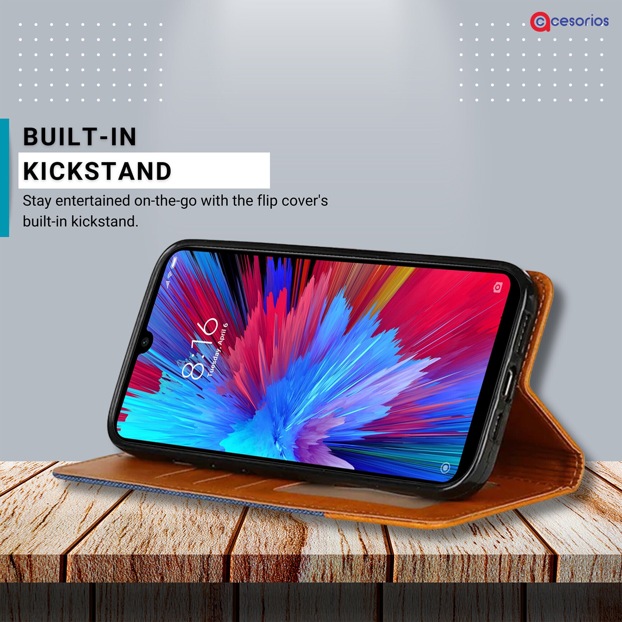 Accesorios Redmi Note 7S denim flip cover – Blue – Image 4 #color_blue