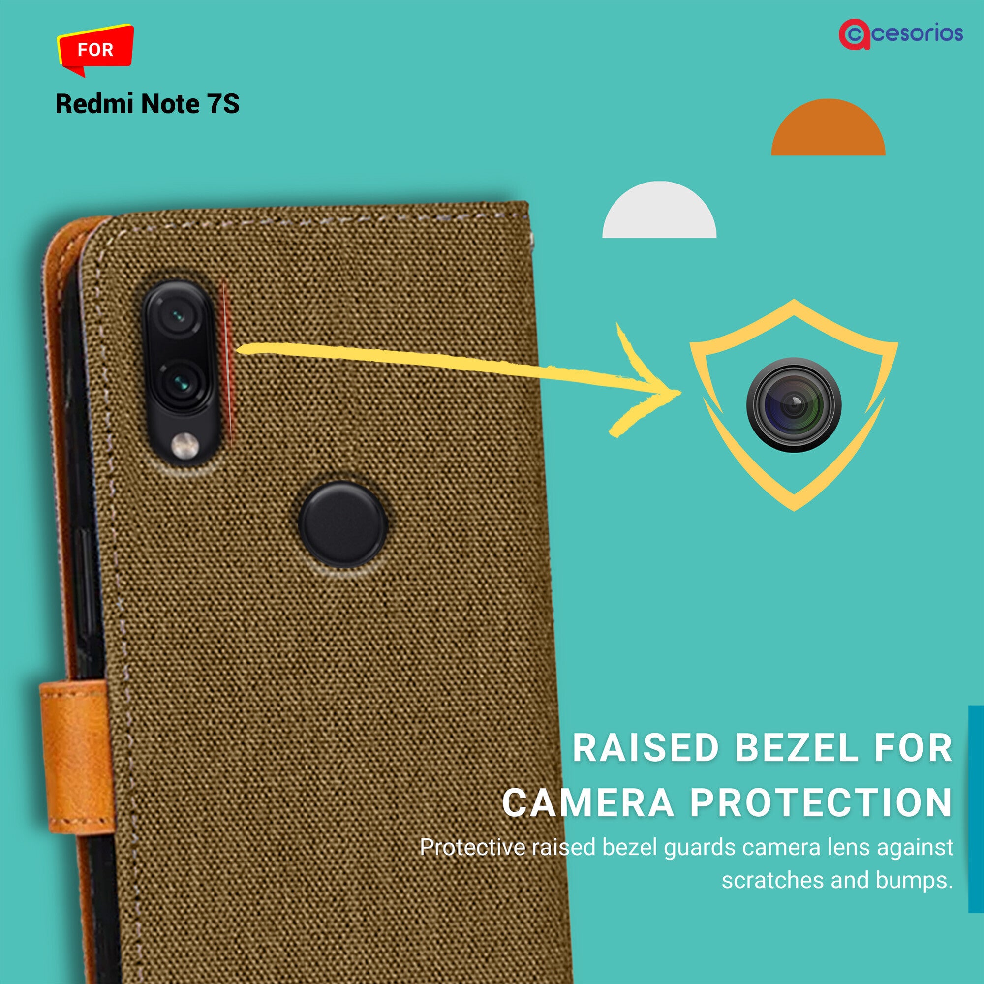 Accesorios Redmi Note 7S denim flip cover – Dark Brown – Image 2 #color_dark brown
