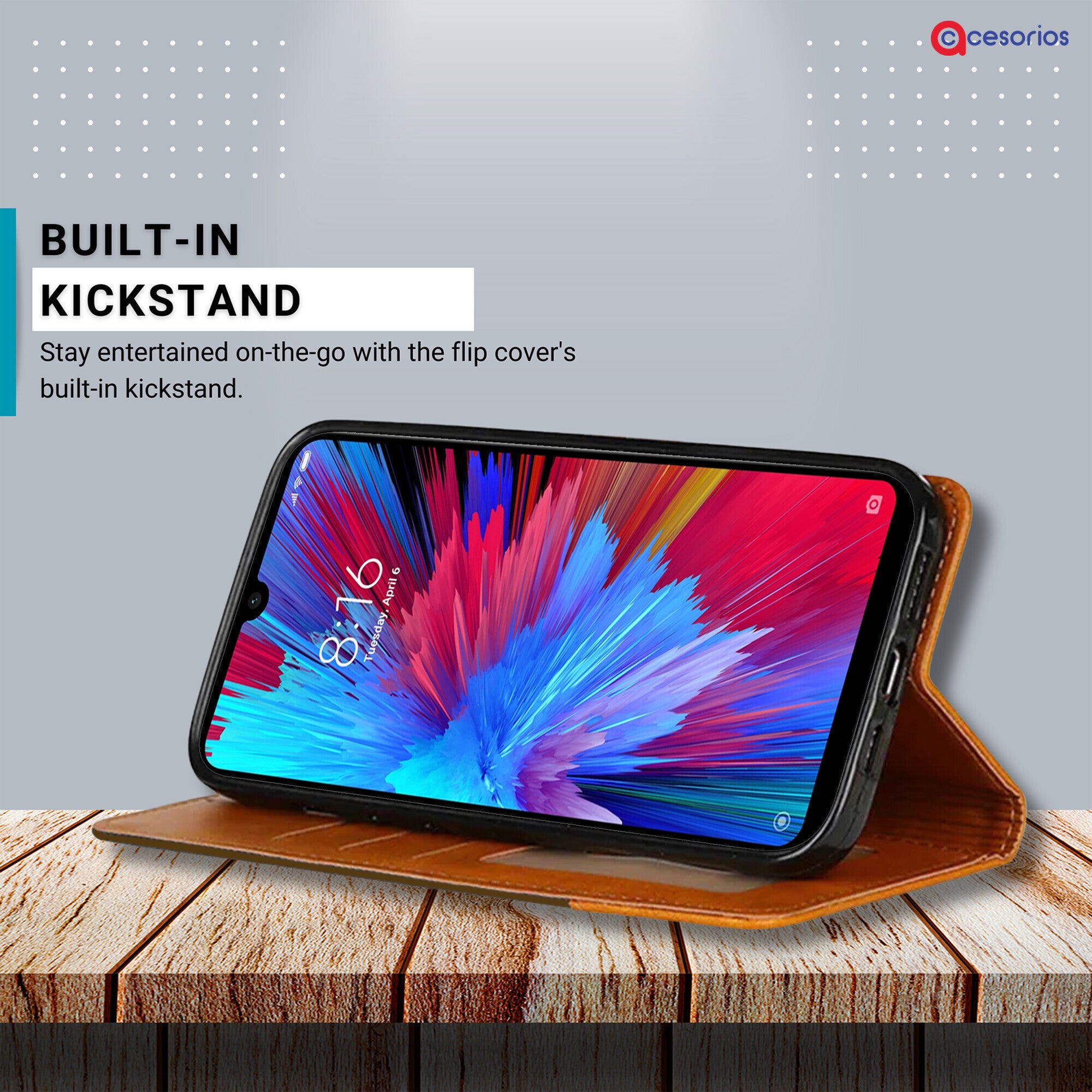 Accesorios Redmi Note 7S denim flip cover – Dark Brown – Image 4 #color_dark brown