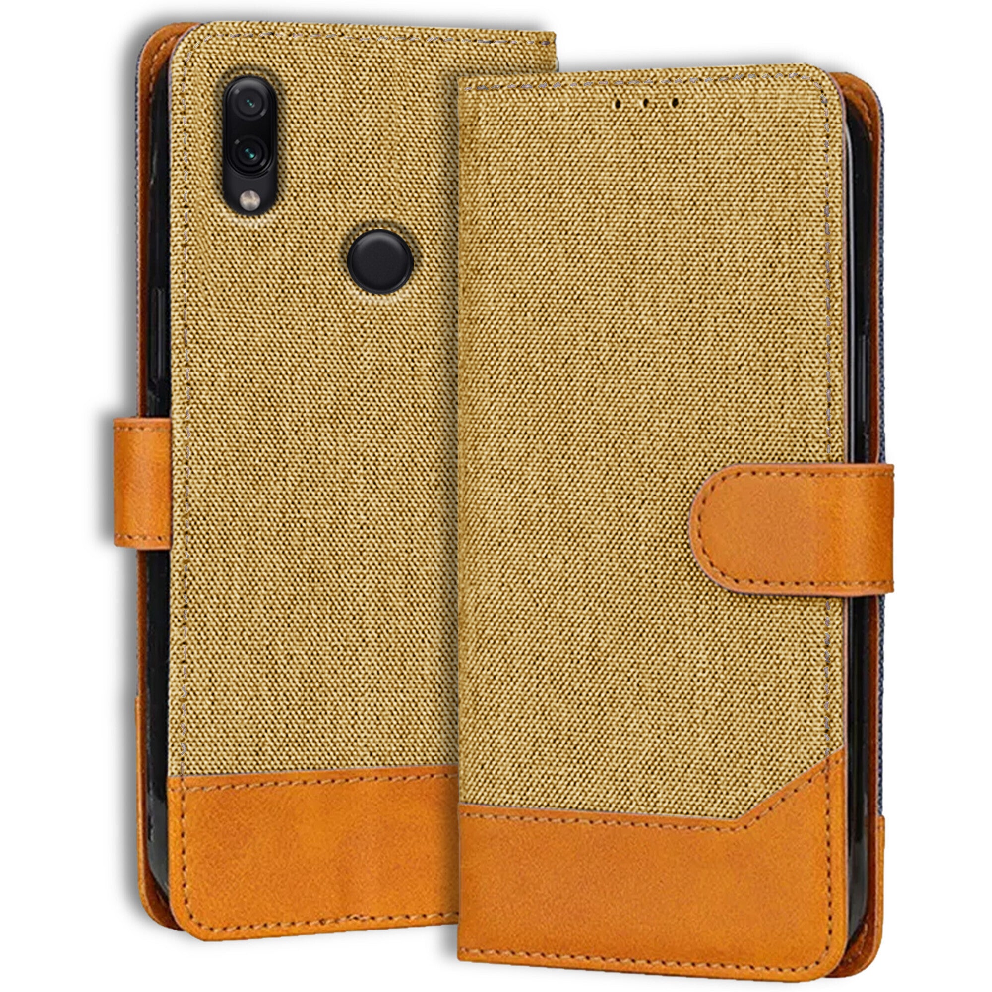 Accesorios Redmi Note 7S denim flip cover – Light Brown – Image 1 #color_light brown