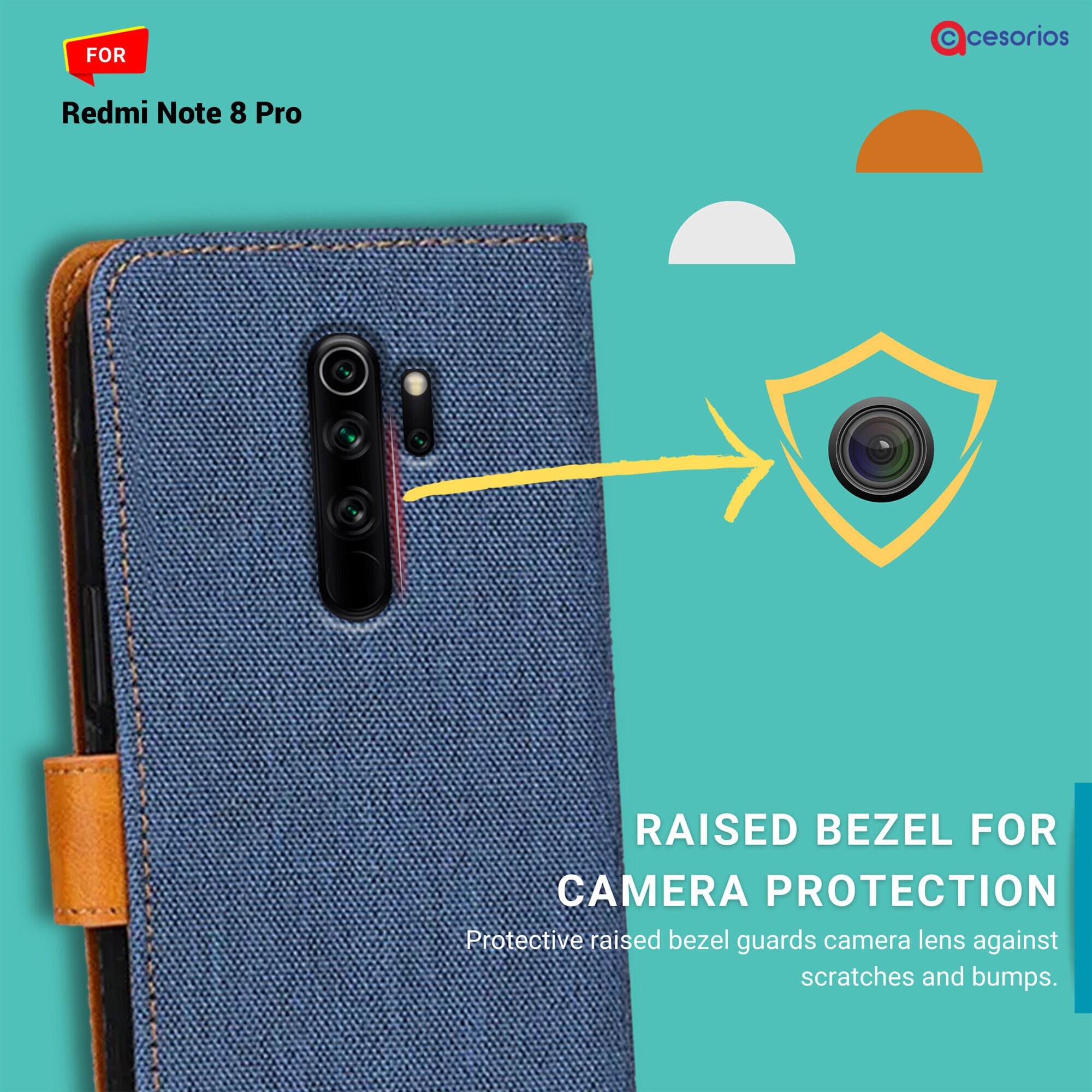 Accesorios Redmi Note 8 Pro denim flip cover – Blue – Image 2 #color_blue