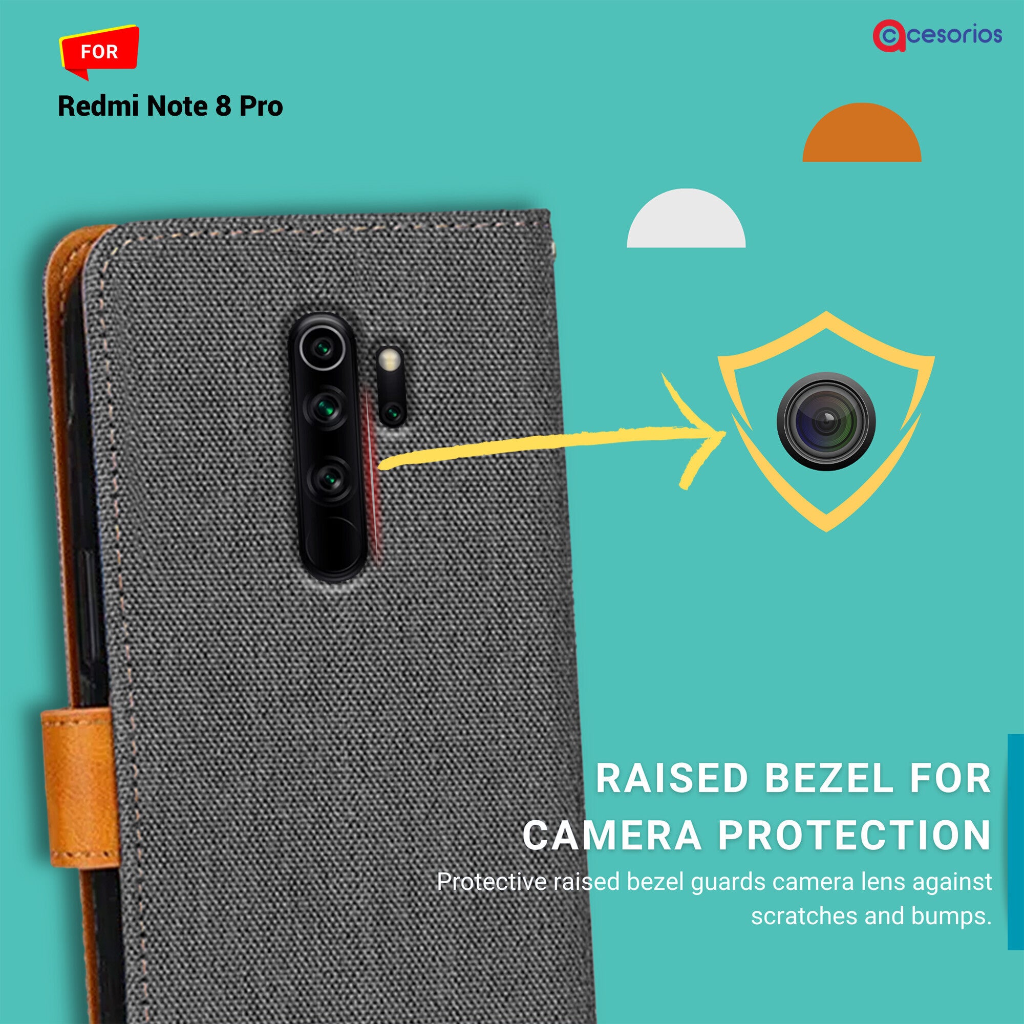 Accesorios Redmi Note 8 Pro denim flip cover – Grey – Image 2 #color_grey