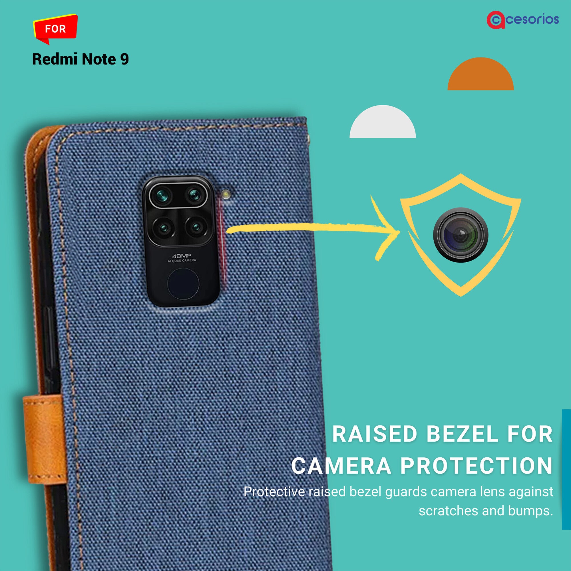 Accesorios Redmi Note 9 denim flip cover – Blue – Image 2 #color_blue