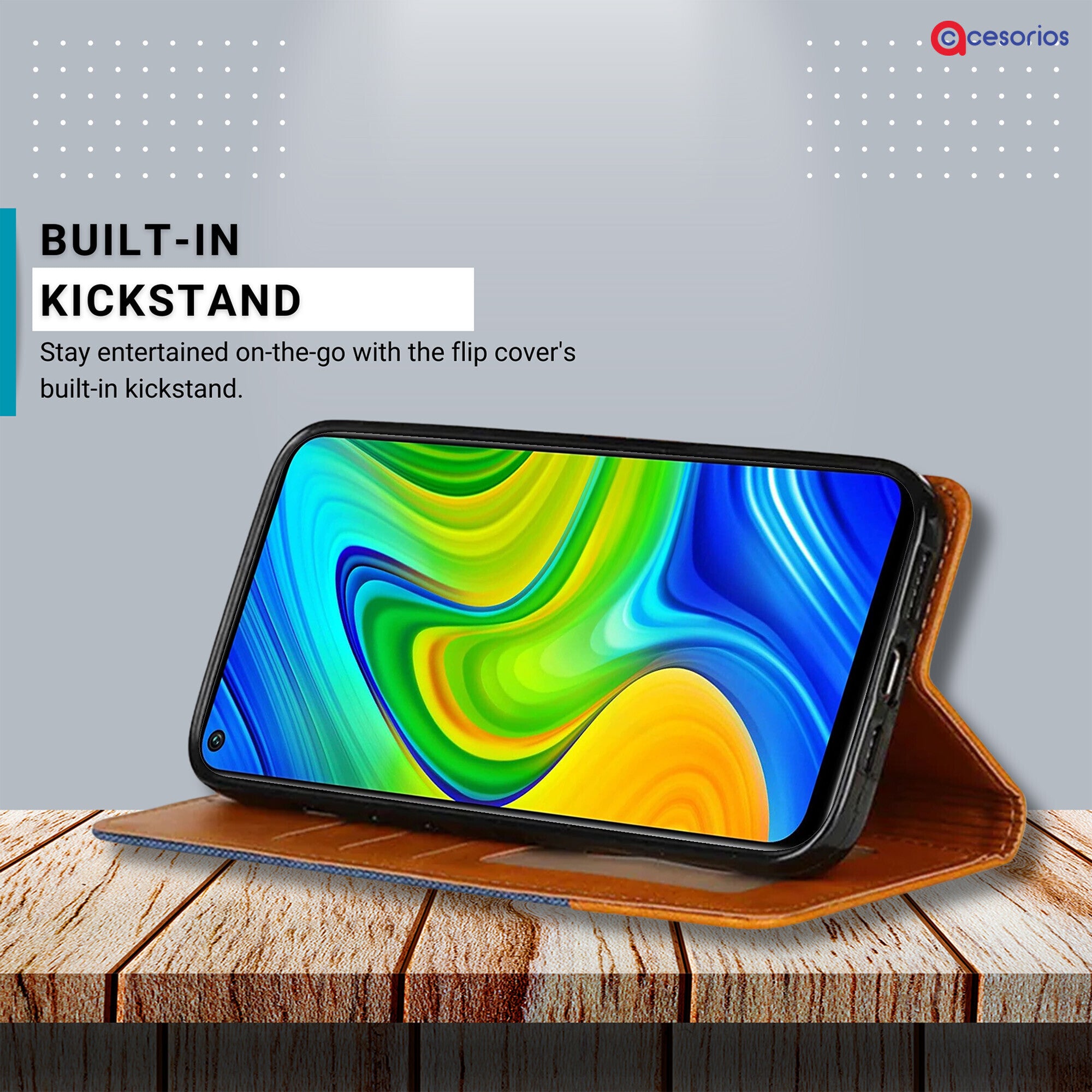 Accesorios Redmi Note 9 denim flip cover – Blue – Image 4 #color_blue
