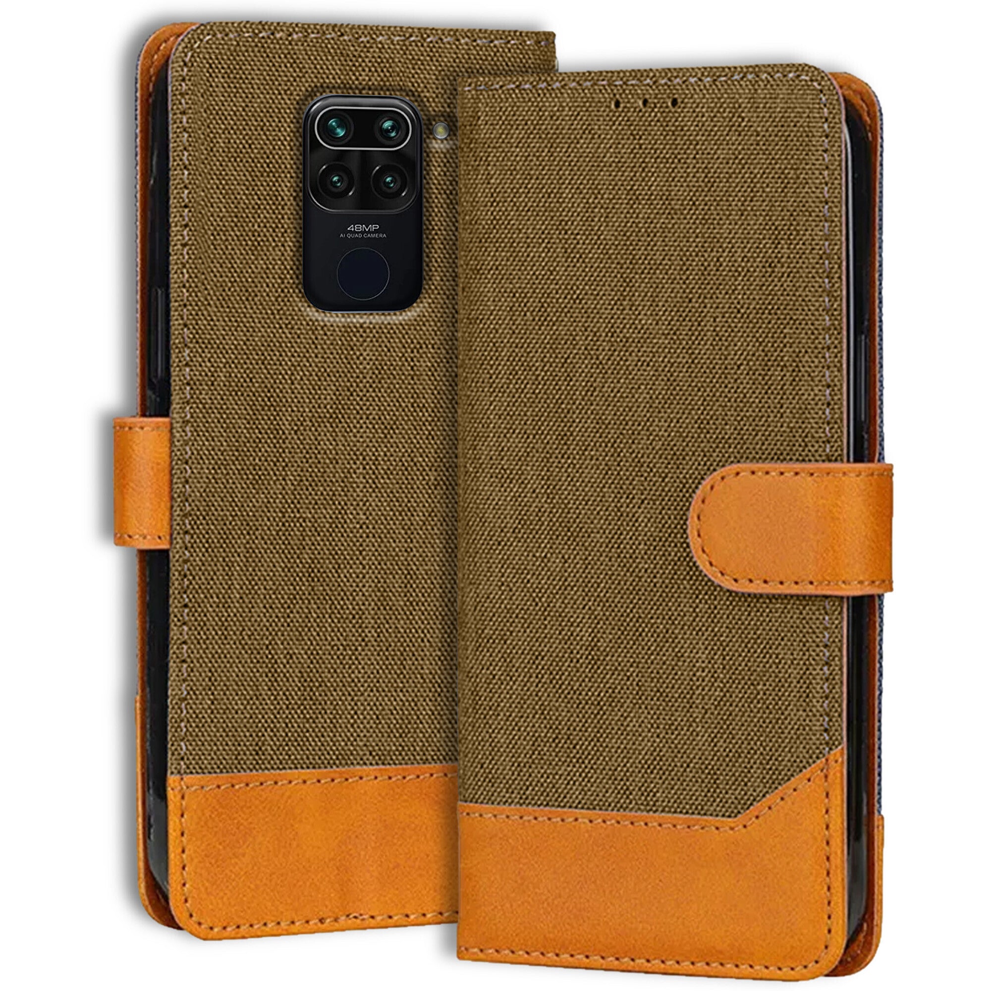 Accesorios Redmi Note 9 denim flip cover – Dark Brown – Image 1 #color_dark brown