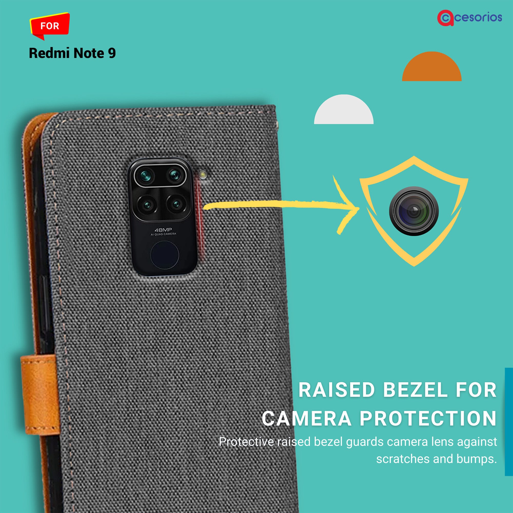 Accesorios Redmi Note 9 denim flip cover – Grey – Image 2 #color_grey