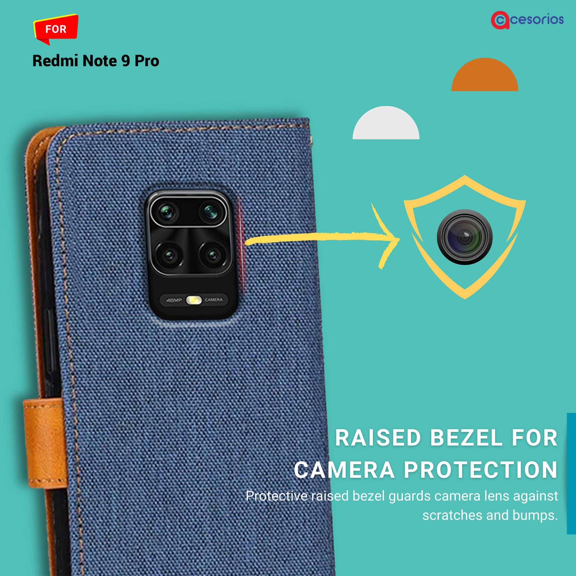 Accesorios Redmi Note 9 Pro denim flip cover – Blue – Image 2 #color_blue