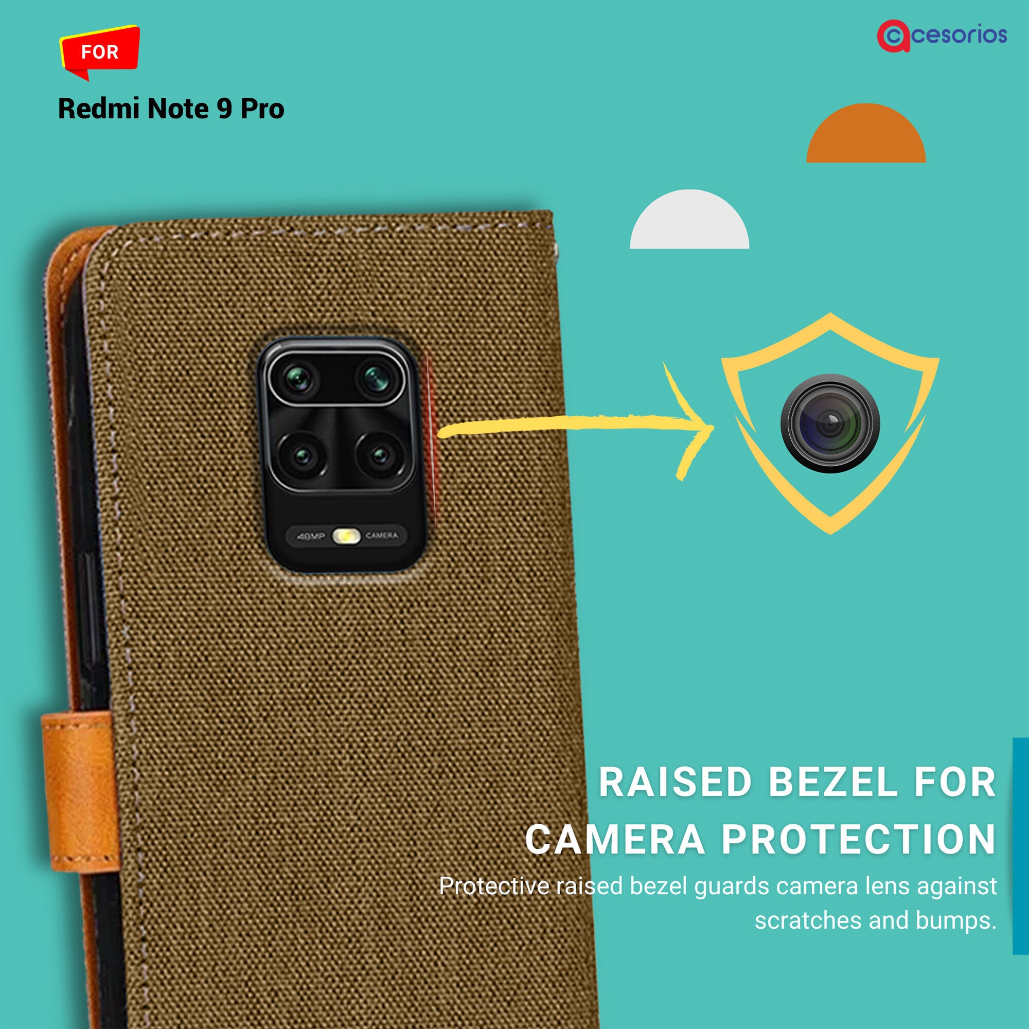 Accesorios Redmi Note 9 Pro denim flip cover – Dark Brown – Image 2 #color_dark brown