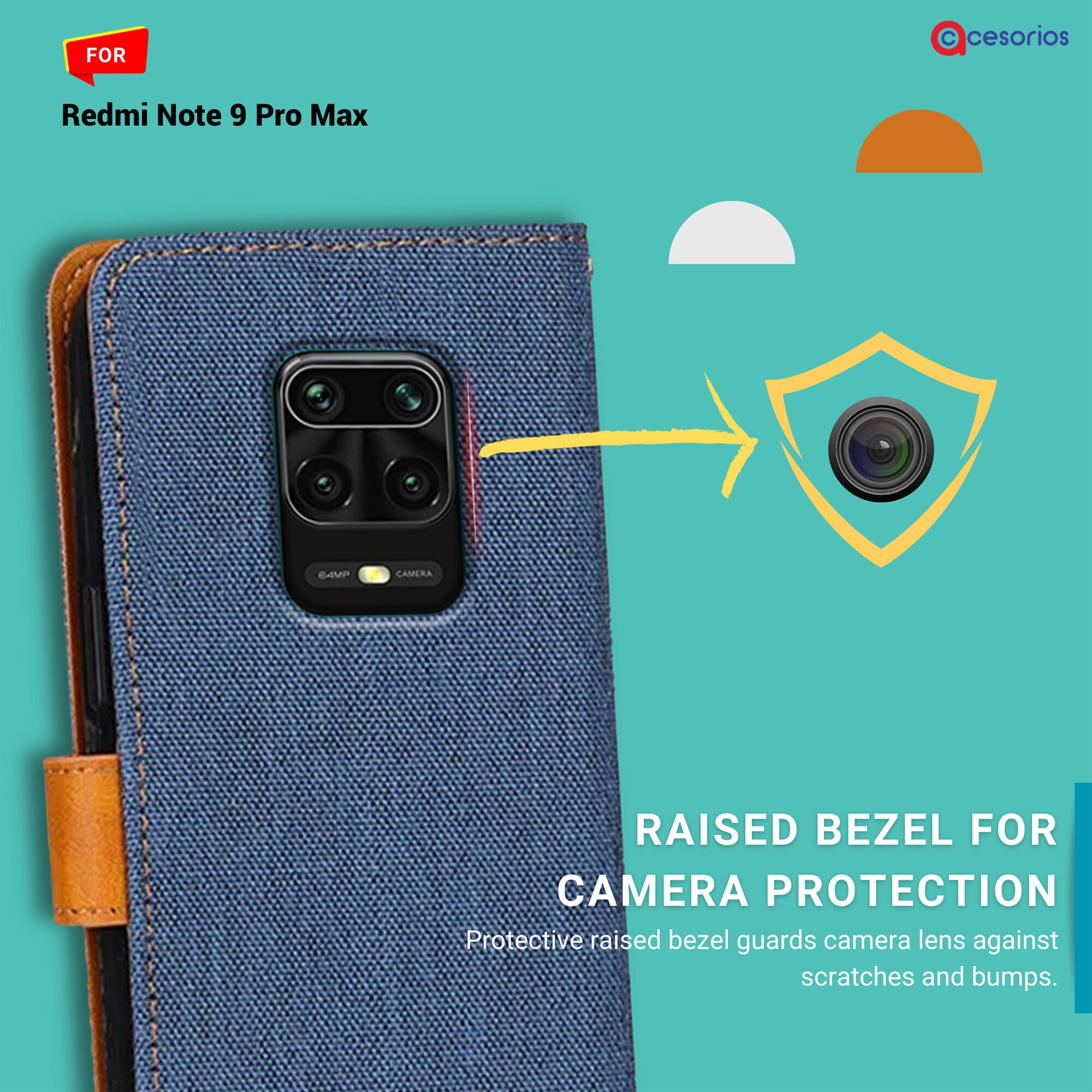 Accesorios Redmi Note 9 Pro Max denim flip cover – Blue – Image 2 #color_blue