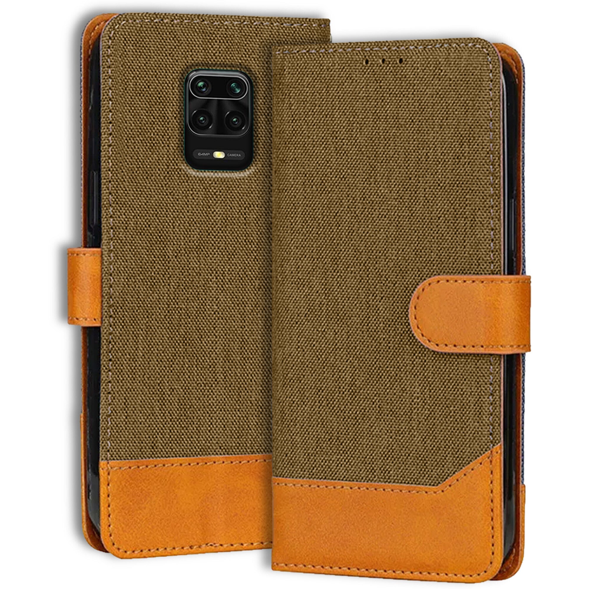 Accesorios Redmi Note 9 Pro Max denim flip cover – Dark Brown – Image 1 #color_dark brown