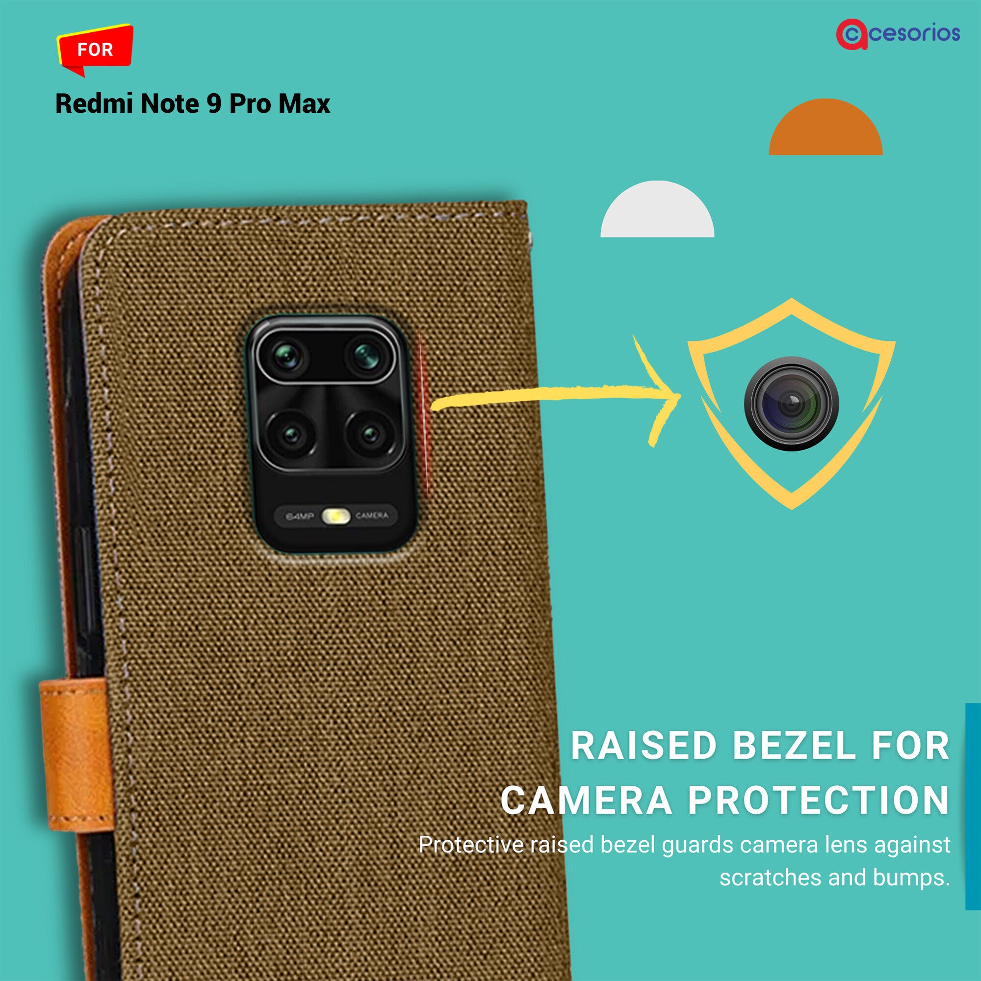 Accesorios Redmi Note 9 Pro Max denim flip cover – Dark Brown – Image 2 #color_dark brown