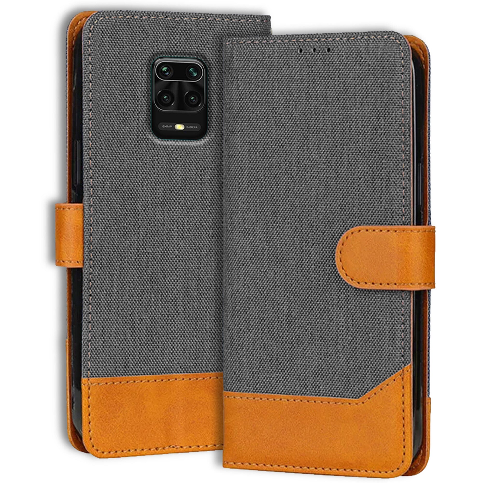 Accesorios Redmi Note 9 Pro Max denim flip cover – Grey – Image 1 #color_grey