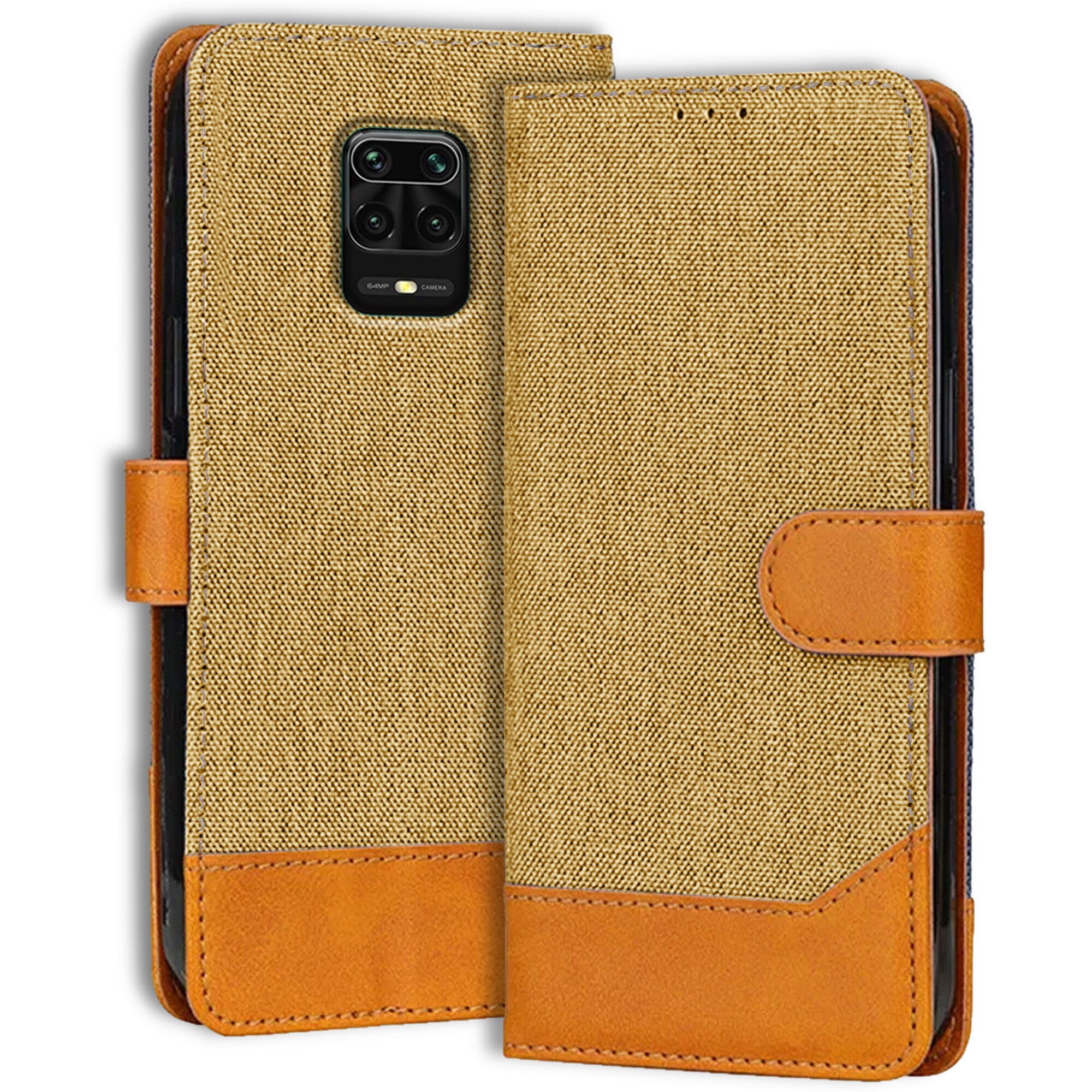 Accesorios Redmi Note 9 Pro Max denim flip cover – Light Brown – Image 1 #color_light brown