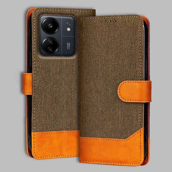 Redmi 13C Flip Cover — Denim, Walnut Brown after a year of daily use
