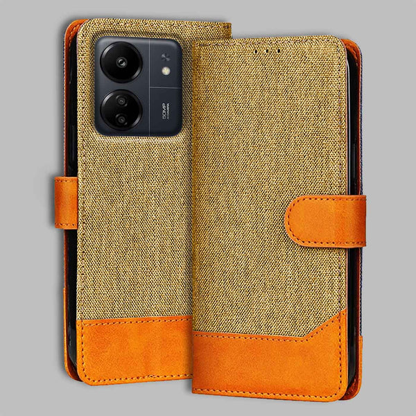 Redmi 13C Flip Cover — Denim, Camel Beige after a year of daily use