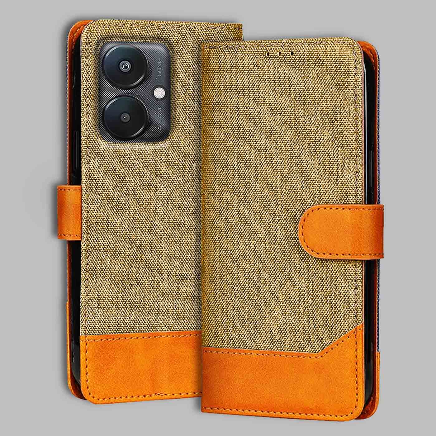 Accesorios Redmi 13C 5G denim flip cover – Light Brown – Image 1 #color_light b