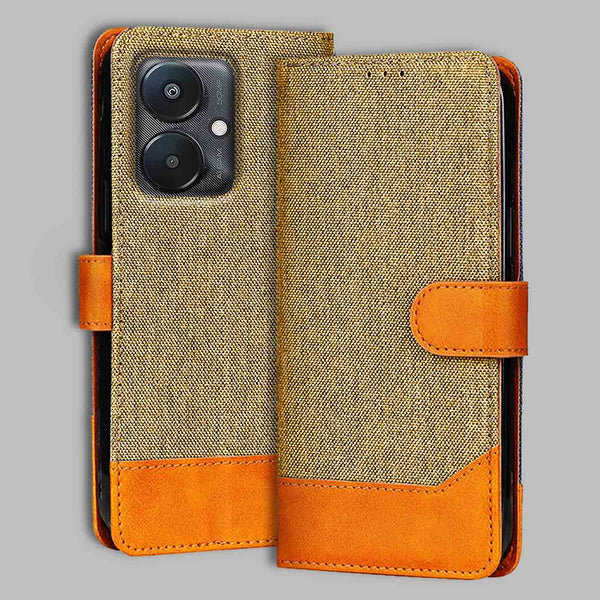 Redmi 13C 5G Flip Cover — Denim, Camel Beige after a year of daily use