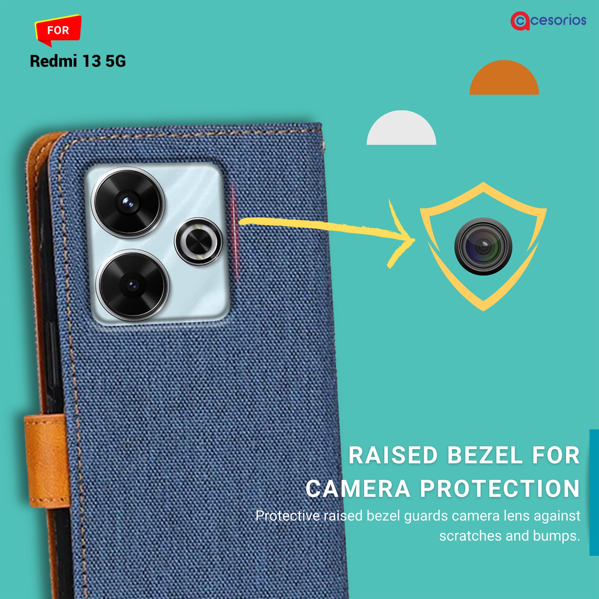 Accesorios Redmi 13 5G denim flip cover – Blue – Image 2 #color_blue