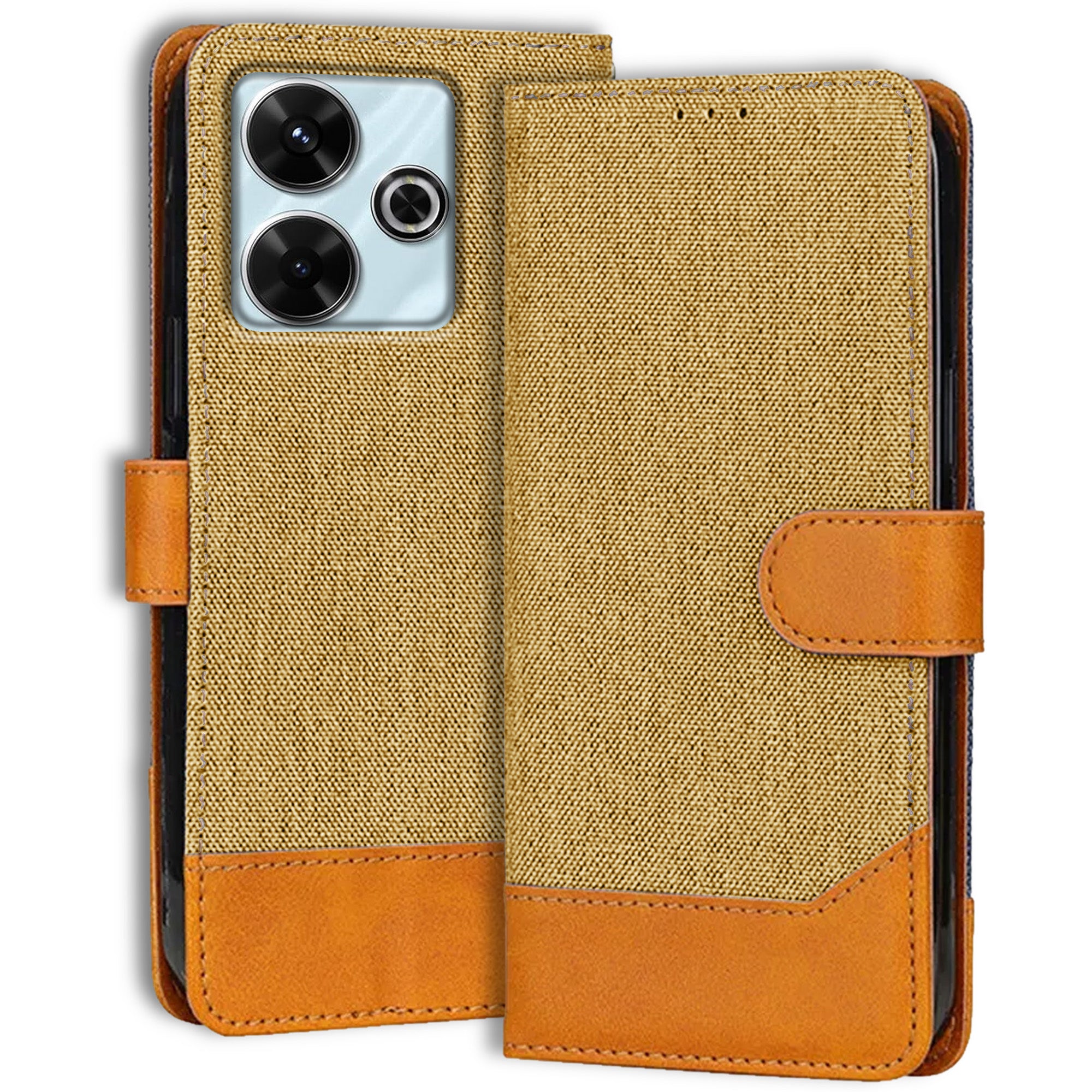 Accesorios Redmi 13 5G denim flip cover – Light Brown – Image 1 #color_light brown