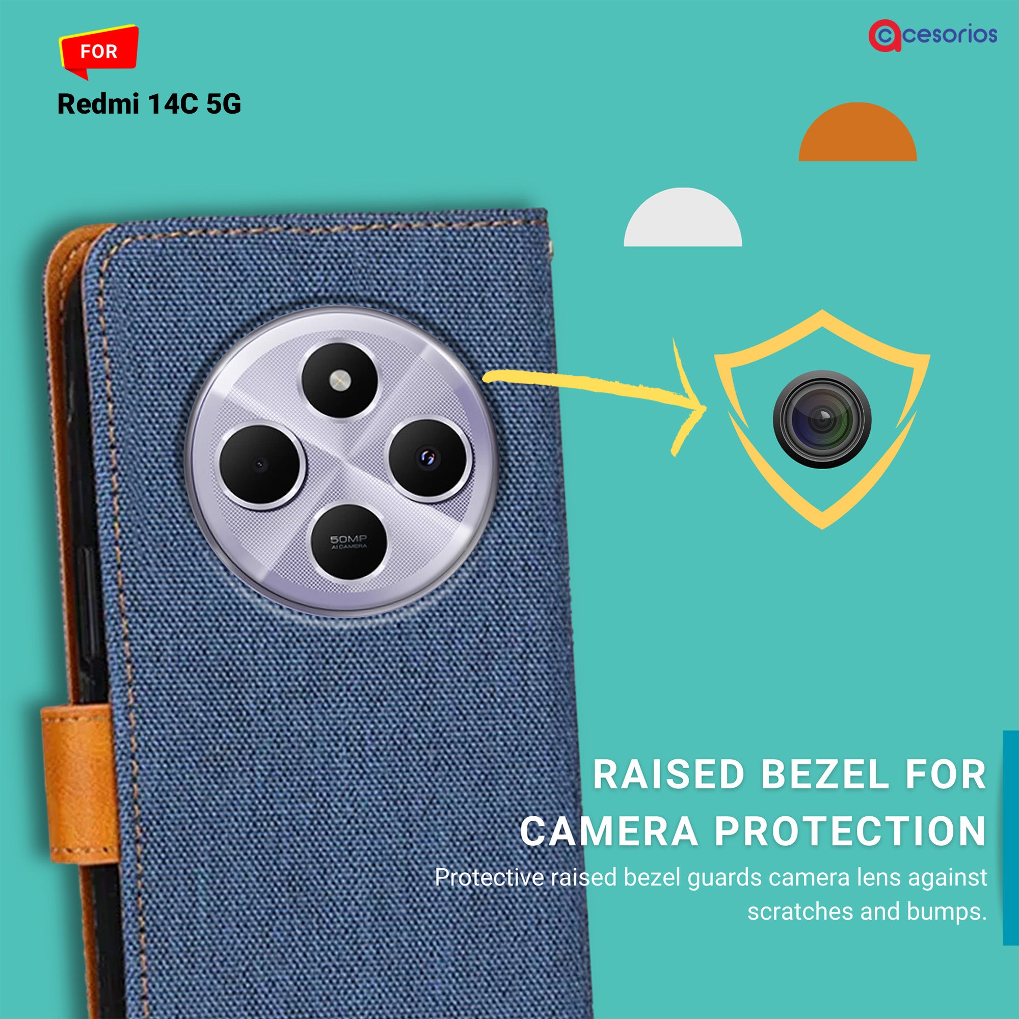 Accesorios Redmi 14C 5G denim flip cover – Blue – Image 2 #color_blue