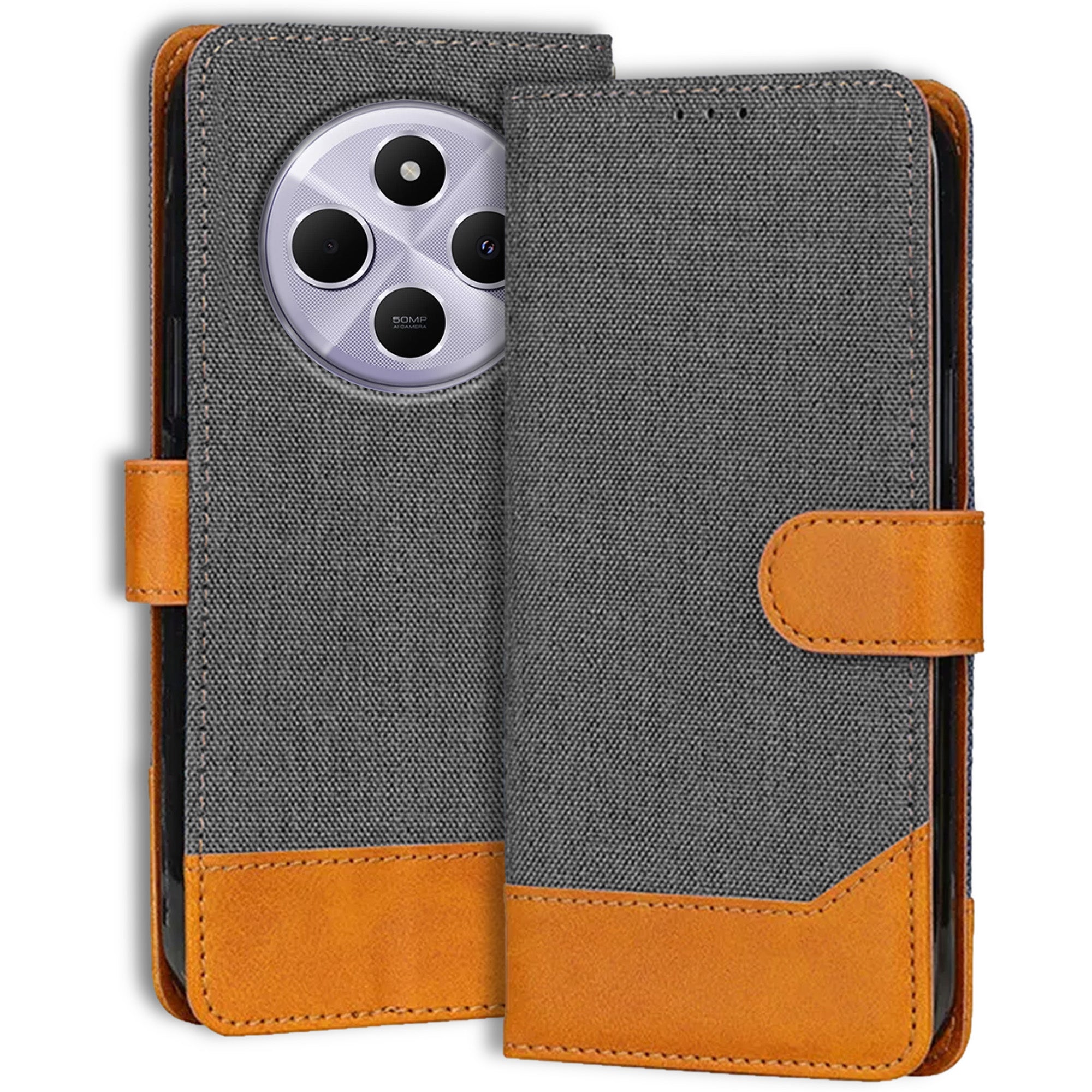 Accesorios Redmi 14C 5G denim flip cover – Grey – Image 1 #color_grey