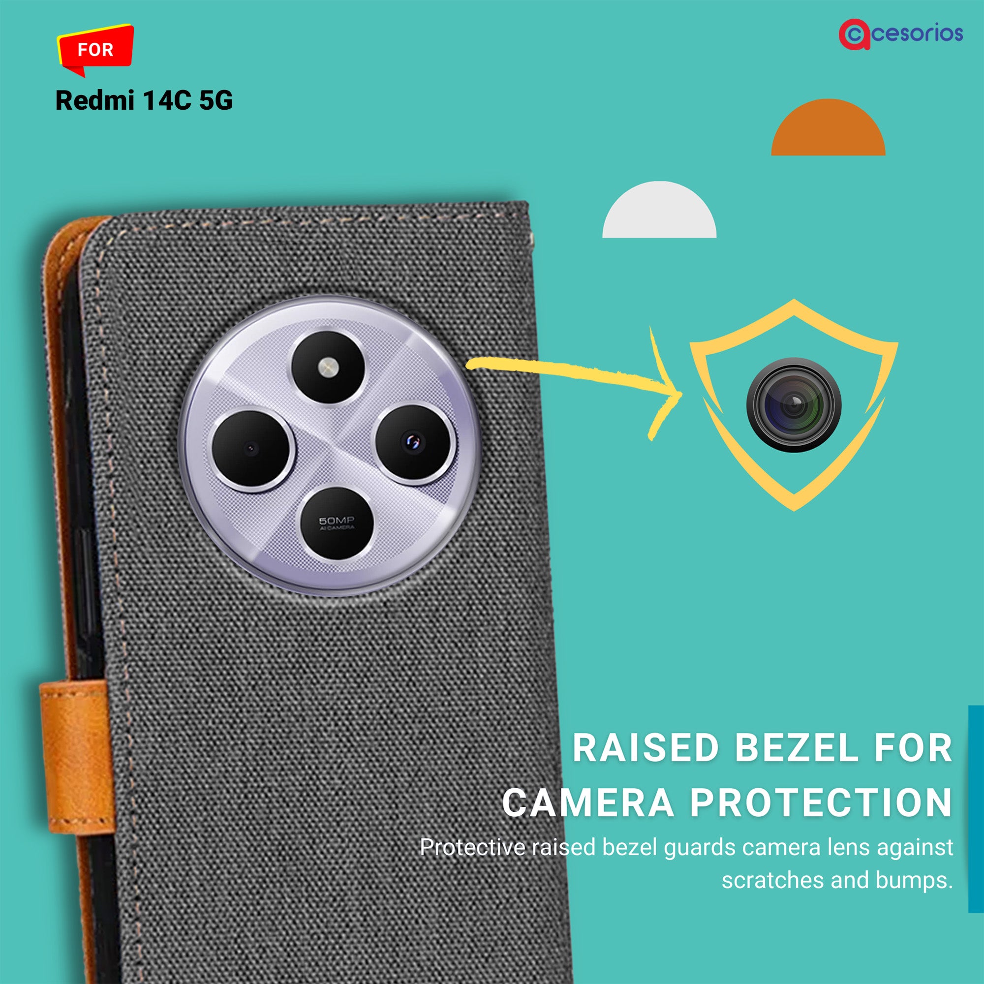 Accesorios Redmi 14C 5G denim flip cover – Grey – Image 2 #color_grey