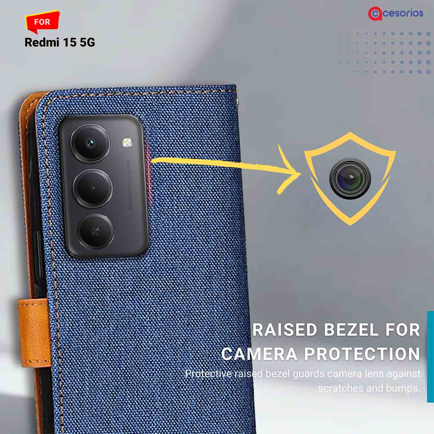 Accesorios Redmi 15 5G denim flip cover – Blue – Image 2 #color_