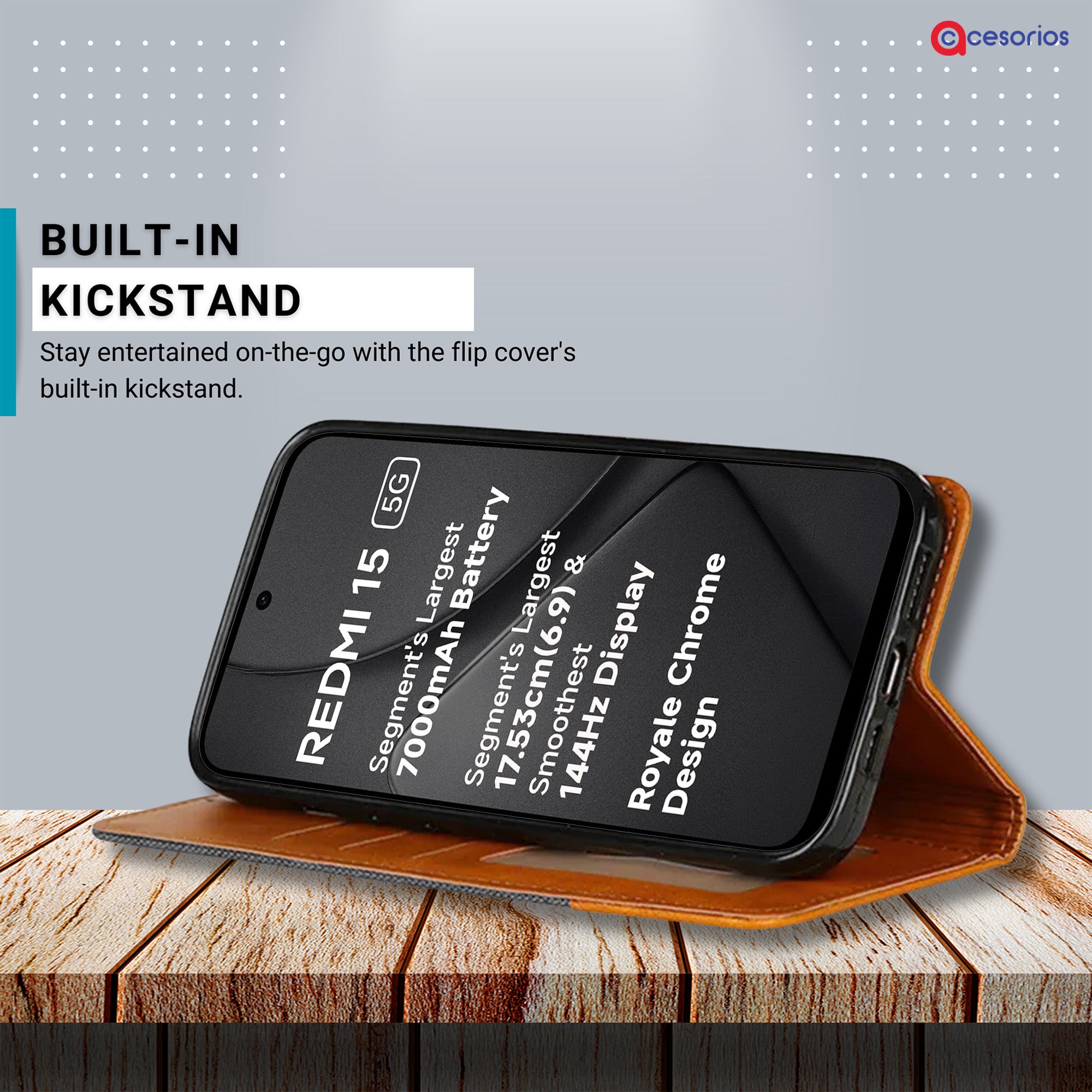 Accesorios Redmi 15 5G denim flip cover – Grey – Image 4 #color_grey