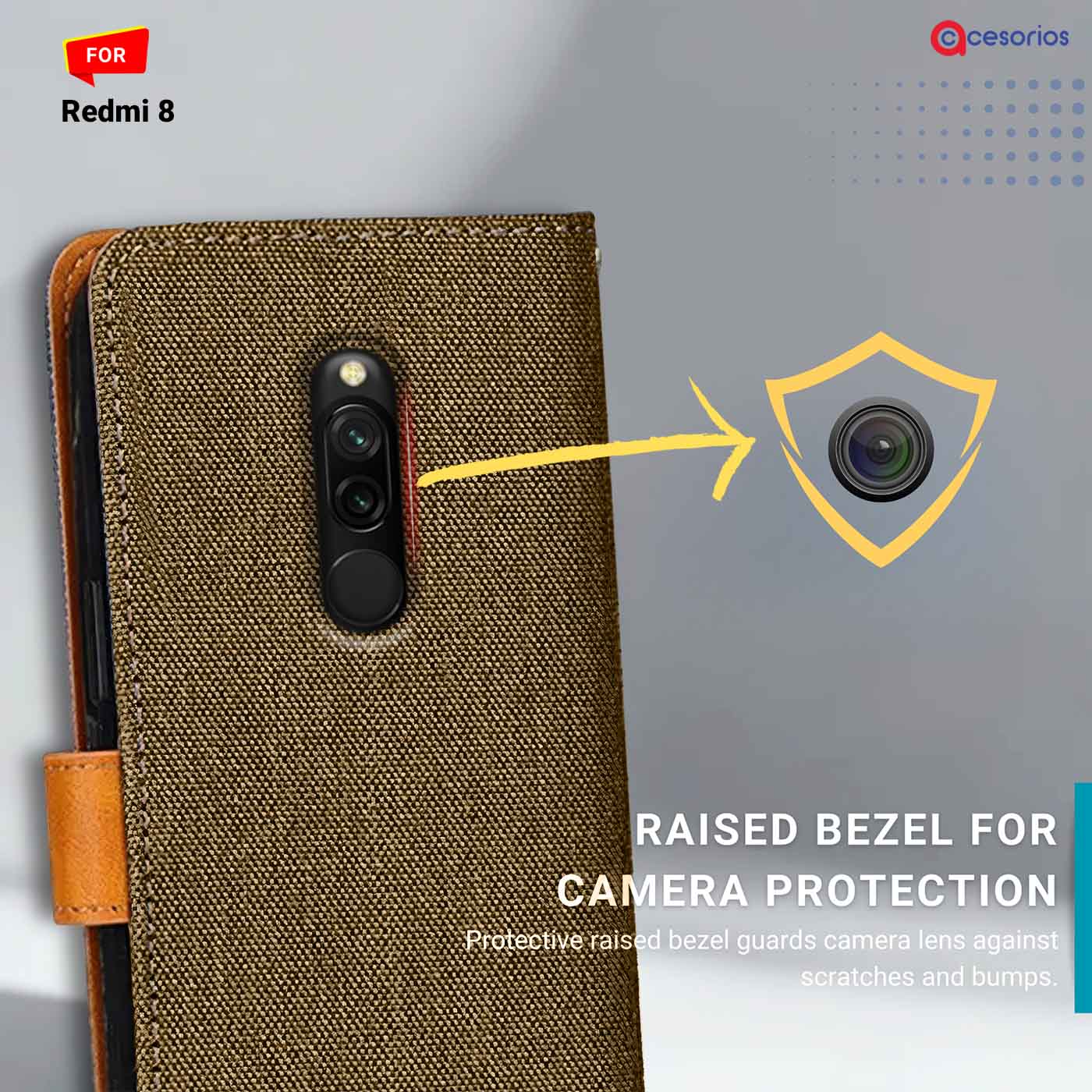 Denim & Leather back panel — Redmi 8 in Dark Brown mobile case