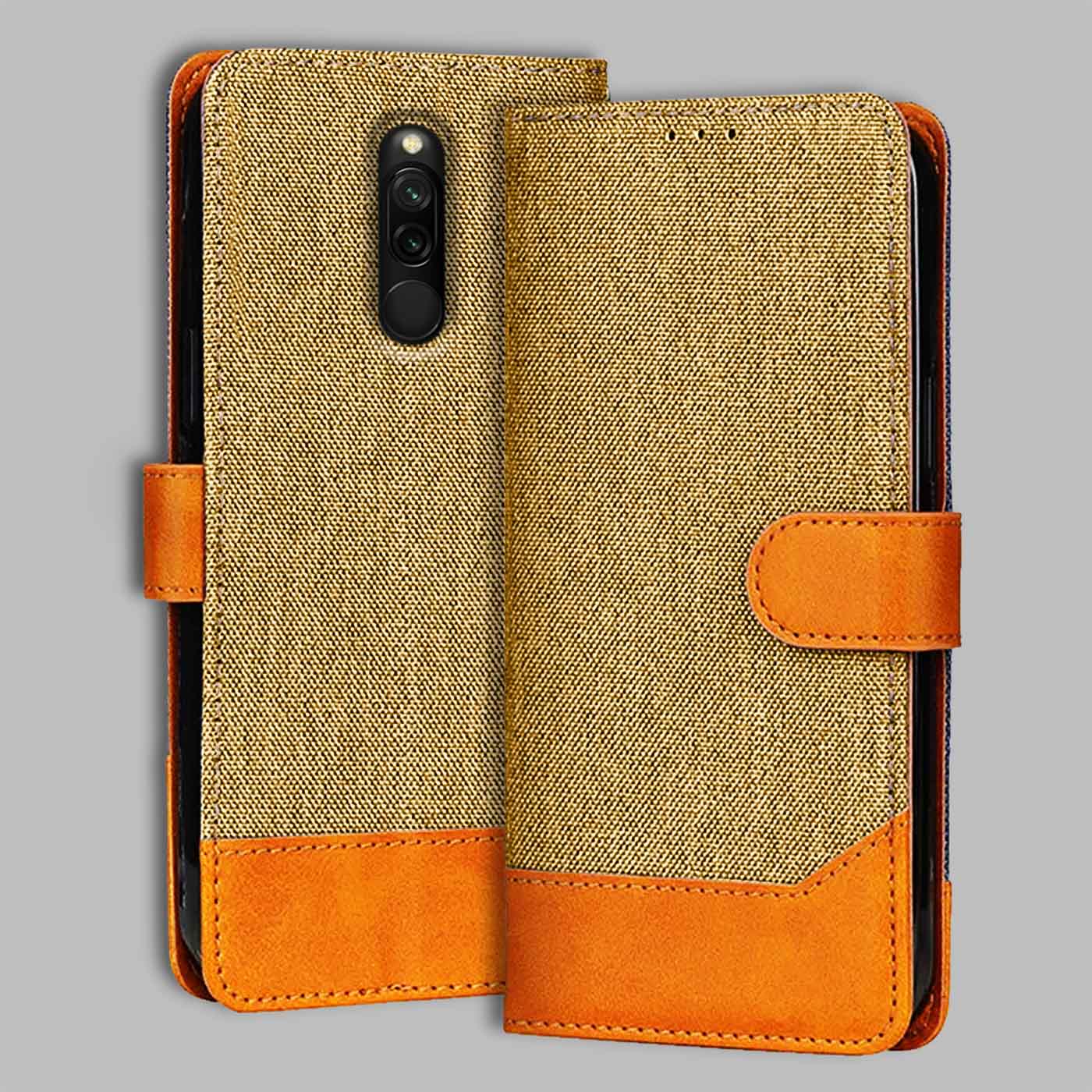 Accesorios Redmi 8 denim flip cover – Light Brown – Image 1 #color_light b