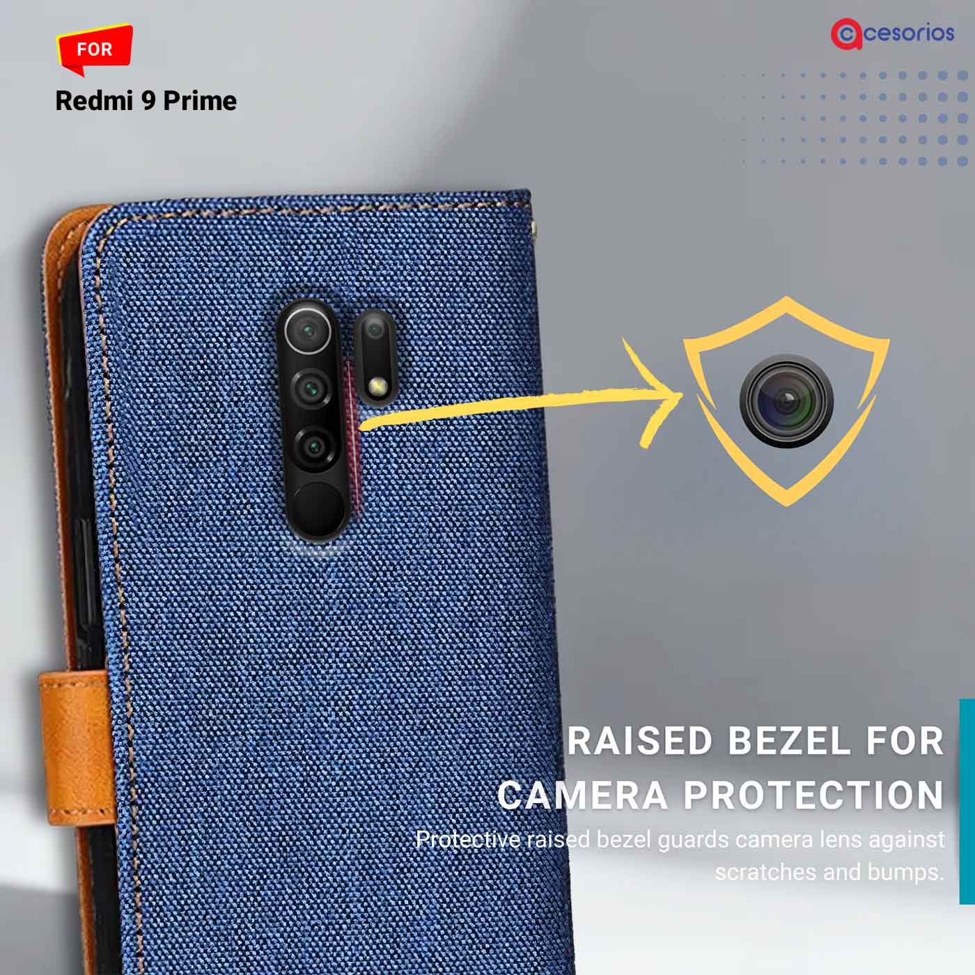 Accesorios Redmi 9 Prime denim flip cover – Blue – Image 2 #color_
