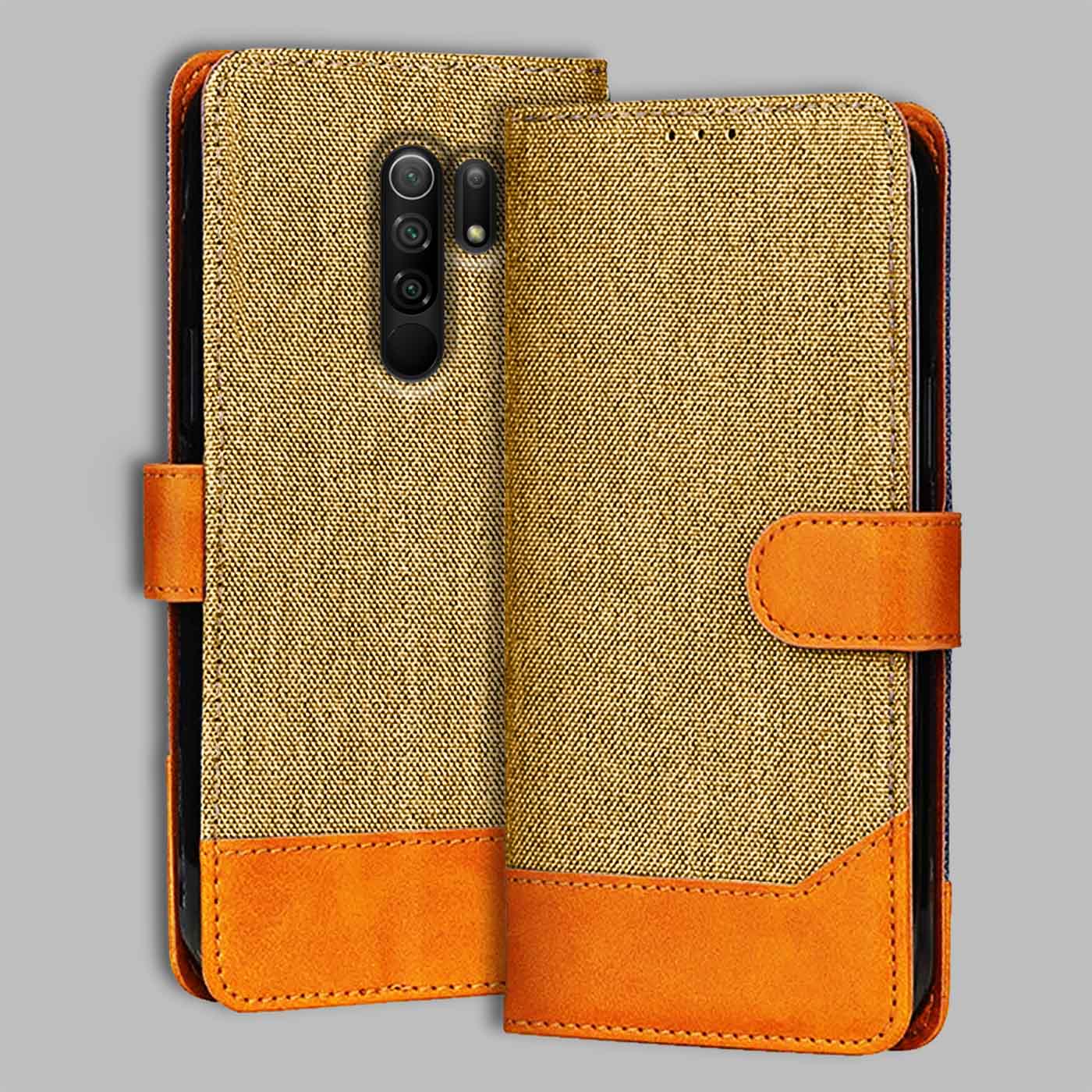 Accesorios Redmi 9 Prime denim flip cover – Light Brown – Image 1 #color_light b