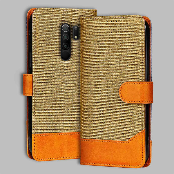 Redmi 9 Prime Flip Cover — Denim, Camel Beige after a year of daily use