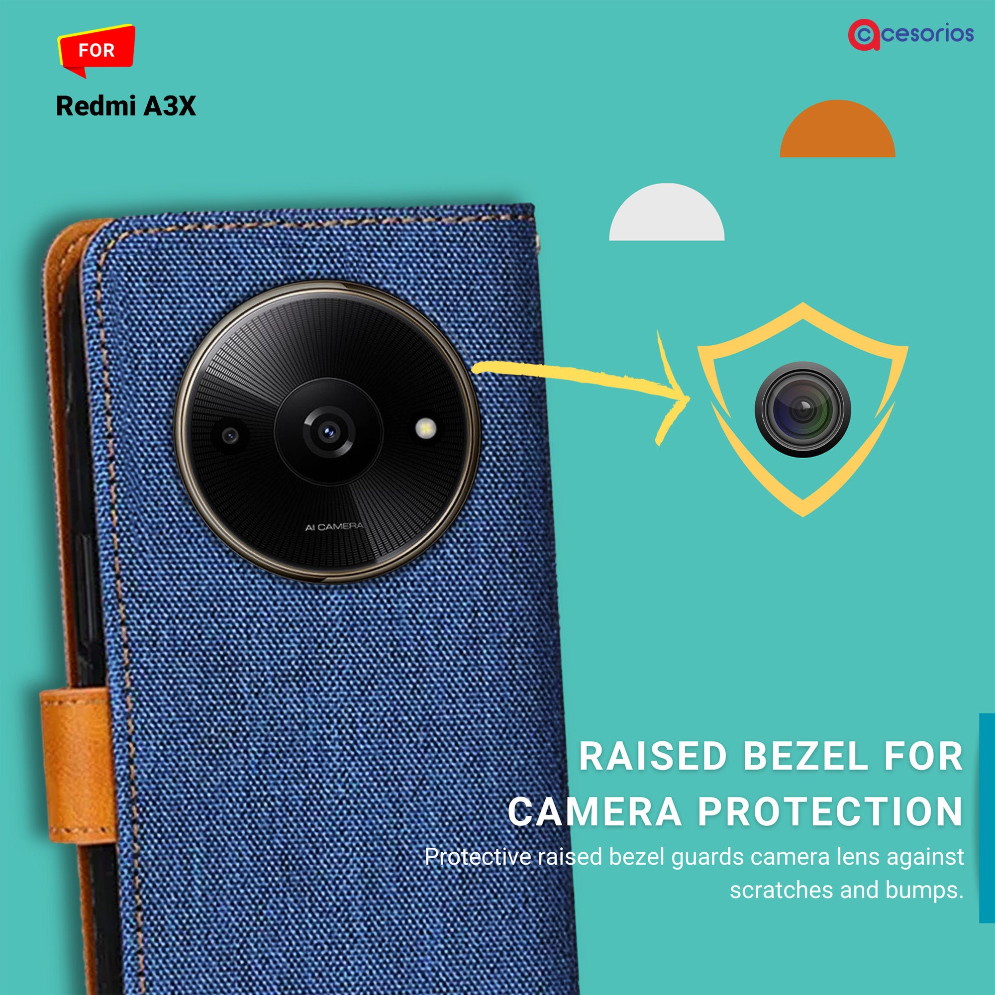 Accesorios Redmi A3X denim flip cover – Blue – Image 2 #color_blue