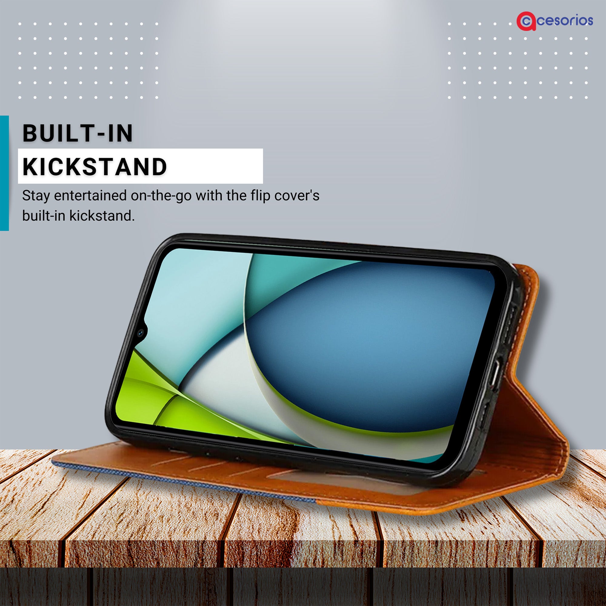 Accesorios Redmi A3X denim flip cover – Blue – Image 4 #color_blue