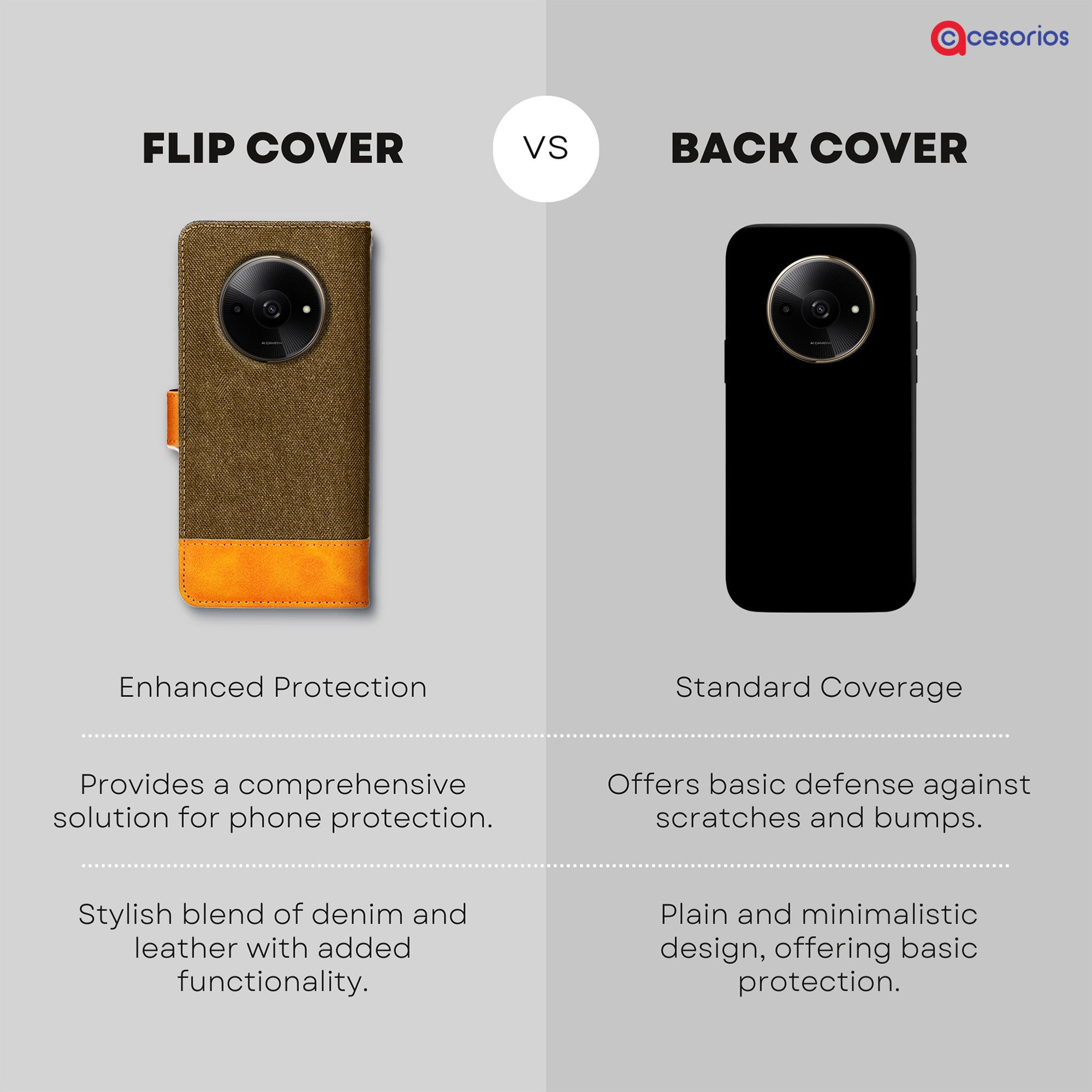 Accesorios Redmi A3X denim flip cover – Dark Brown – Image 8 #color_dark brown