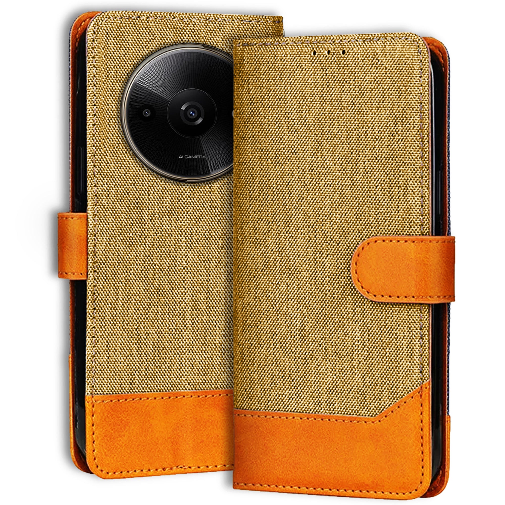 Accesorios Redmi A3X denim flip cover – Light Brown – Image 1 #color_light brown
