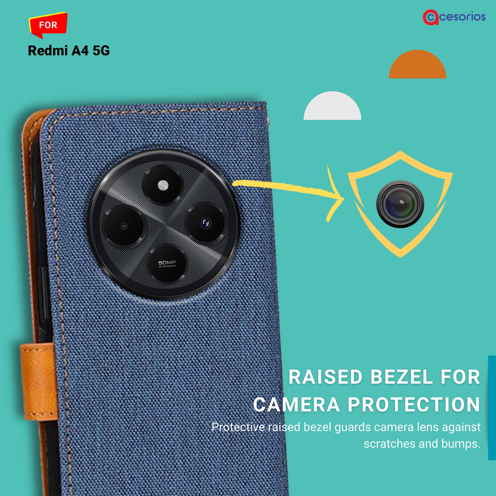 Accesorios Redmi A4 5G denim flip cover – Blue – Image 2 #color_blue