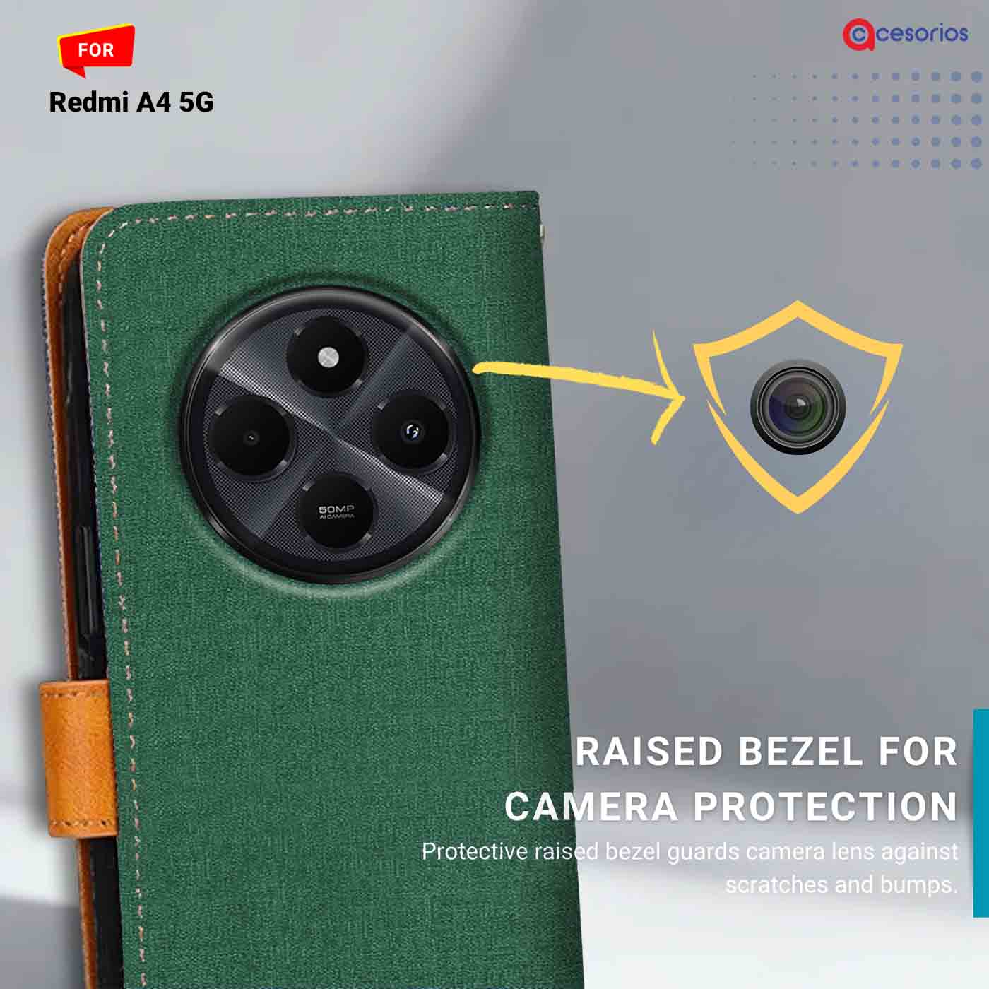 Canvas & Suede back panel — Redmi A4 5G in Green mobile case