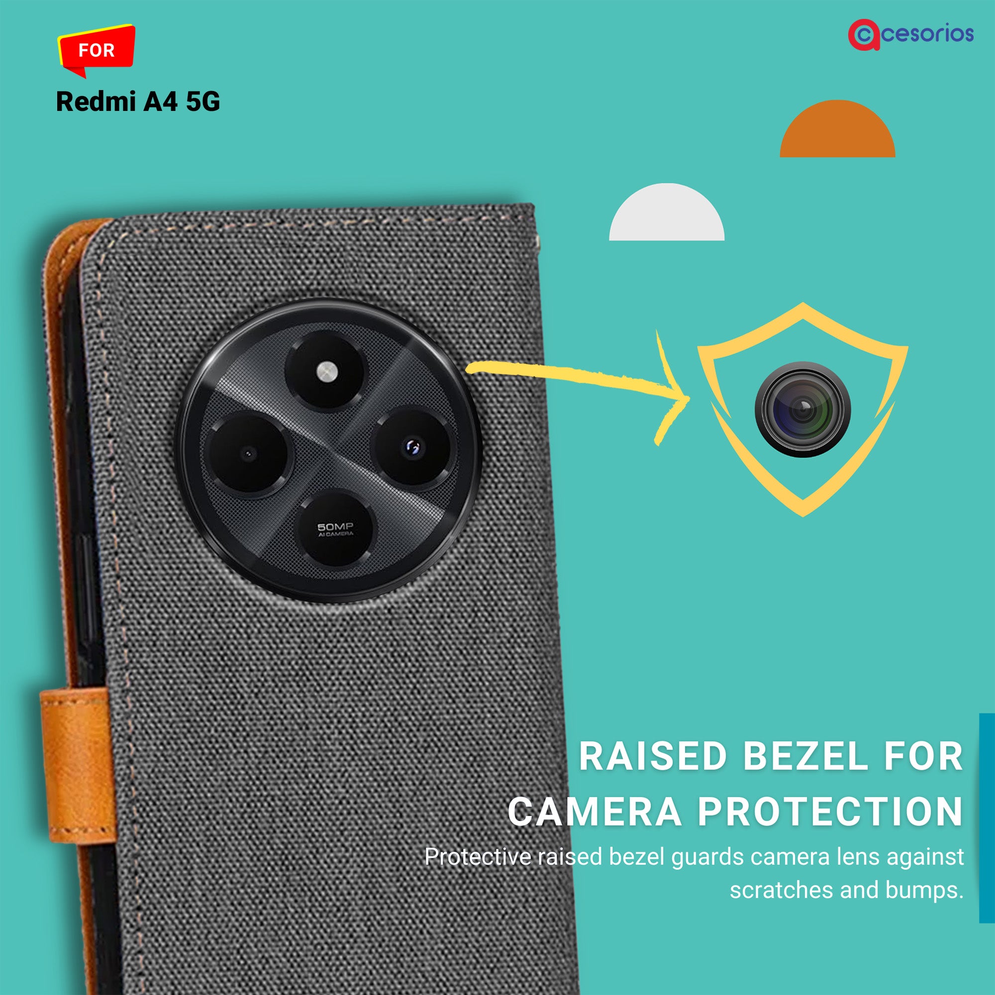Accesorios Redmi A4 5G denim flip cover – Grey – Image 2 #color_grey