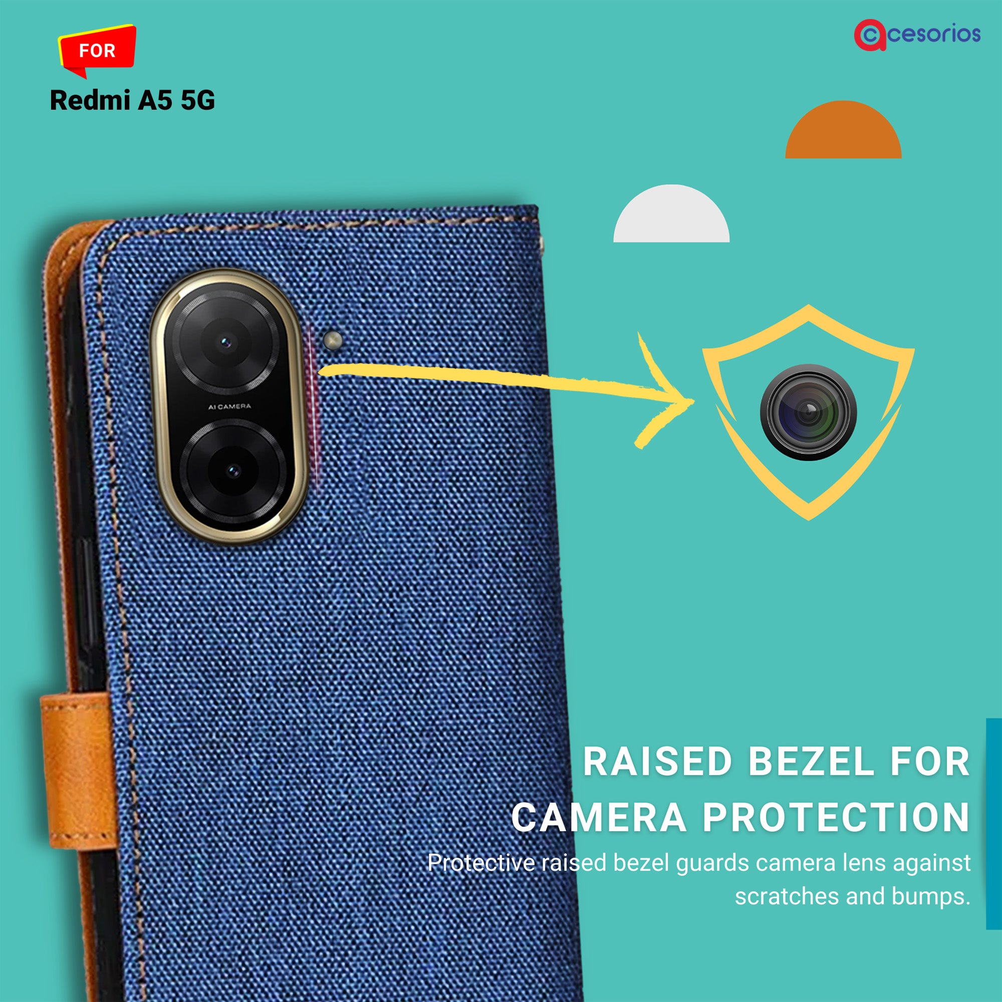 Accesorios Redmi A5 5G denim flip cover – Blue – Image 2 #color_blue