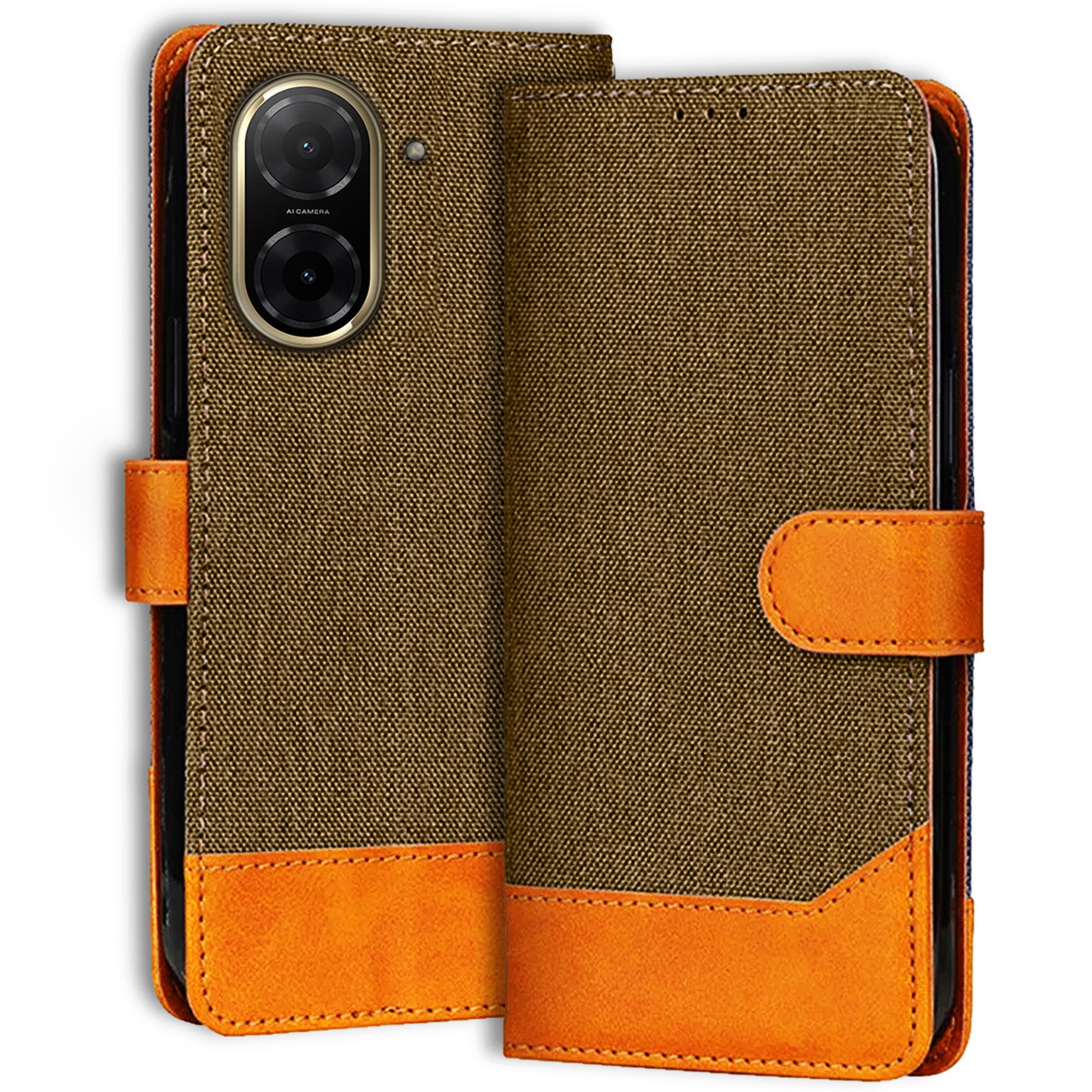 Accesorios Redmi A5 5G denim flip cover – Dark Brown – Image 1 #color_dark brown