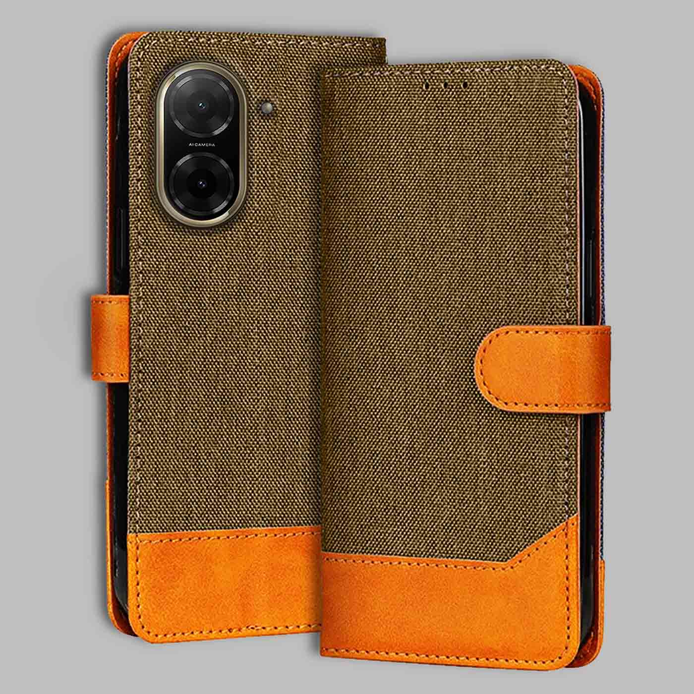 Accesorios Redmi A5 5G denim flip cover – Dark Brown – Image 1 #color_dark b