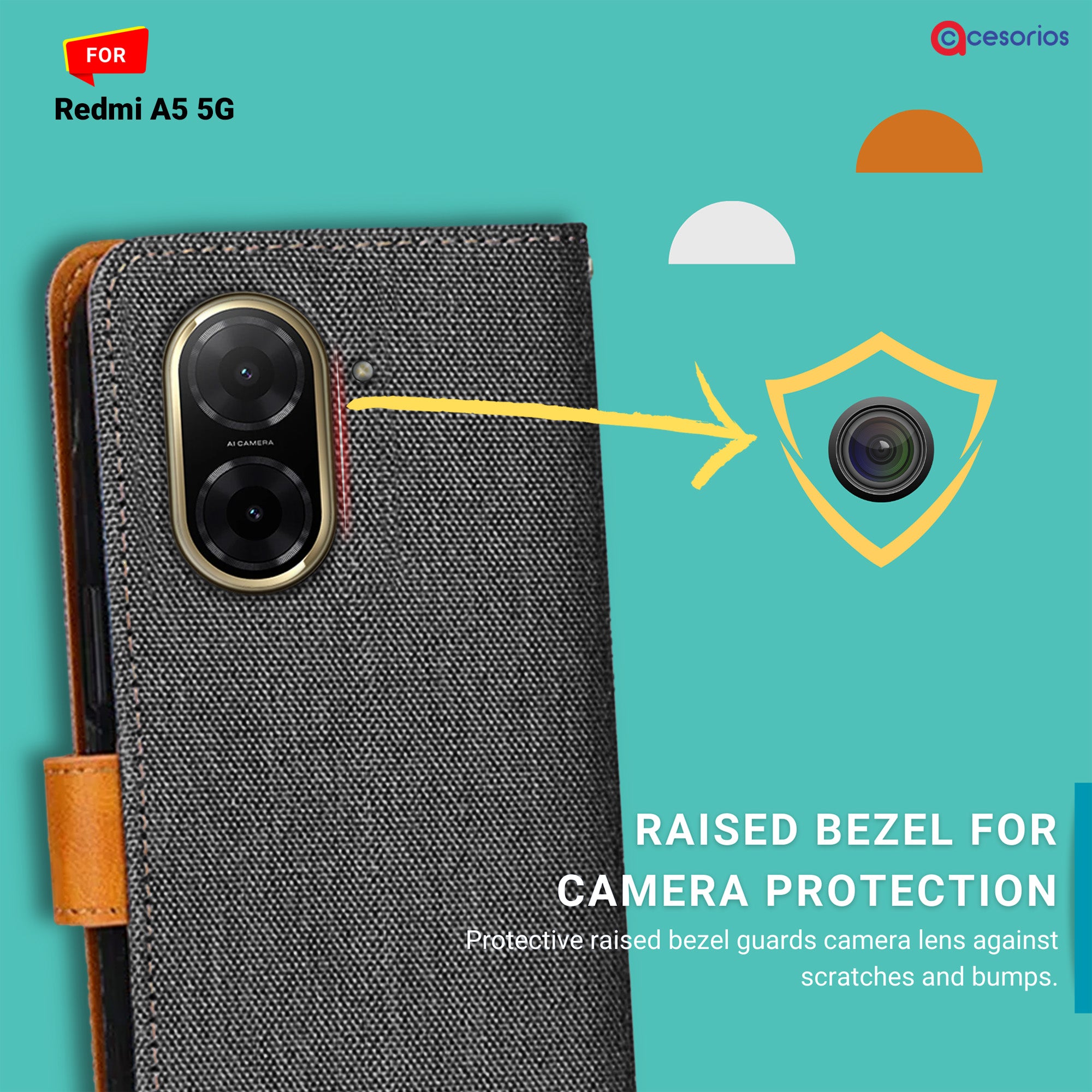 Accesorios Redmi A5 5G denim flip cover – Grey – Image 2 #color_grey