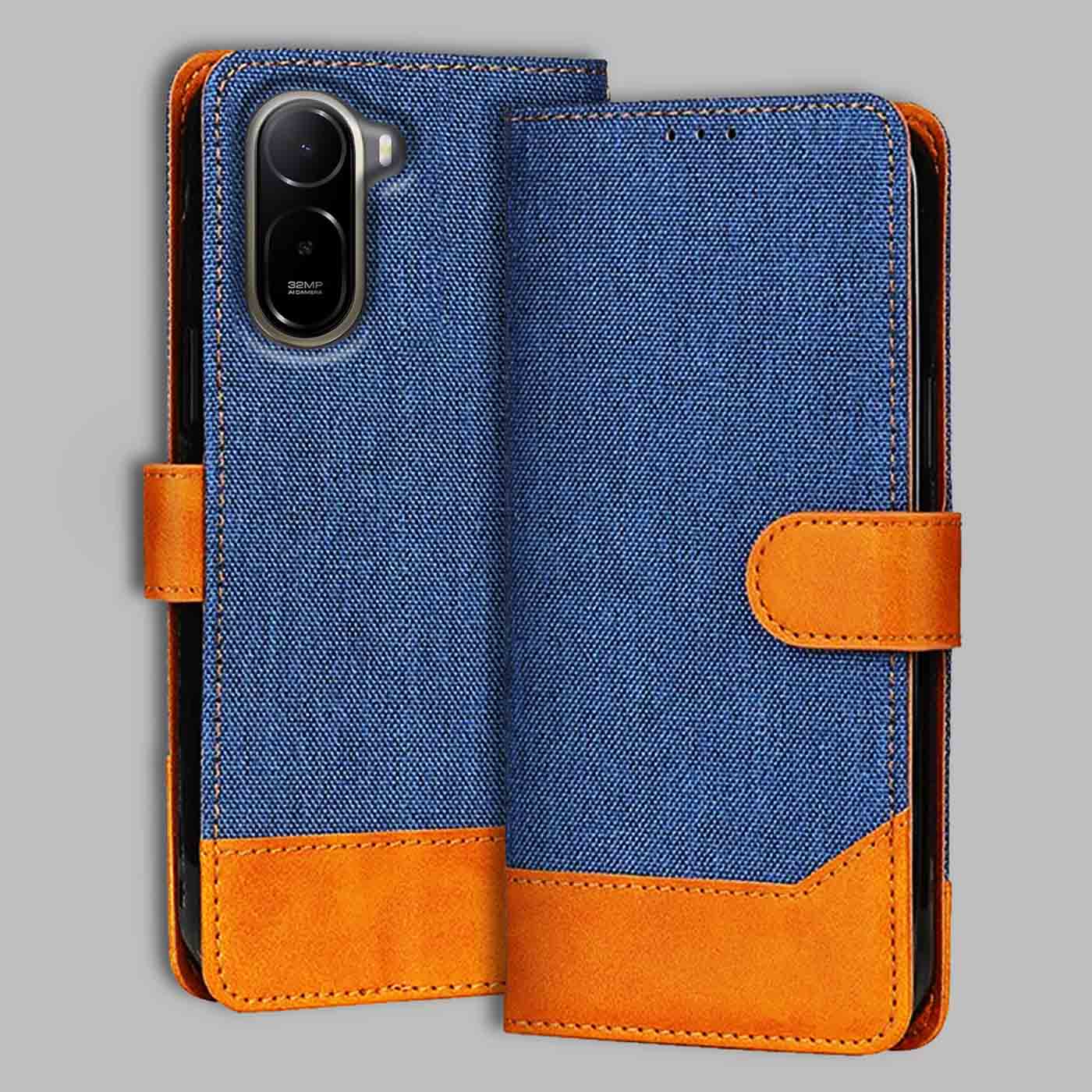 Redmi A7 Pro 5G flip cover in Blue — front view by Accesorios