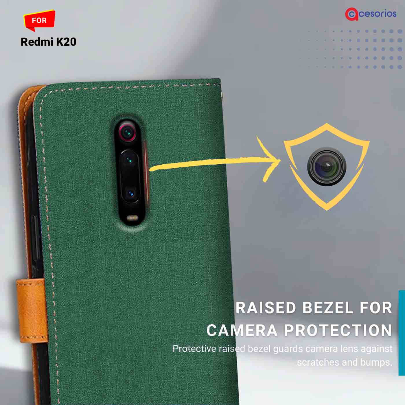 Accesorios Redmi K20 denim flip cover – Green – Image 2 #color_g
