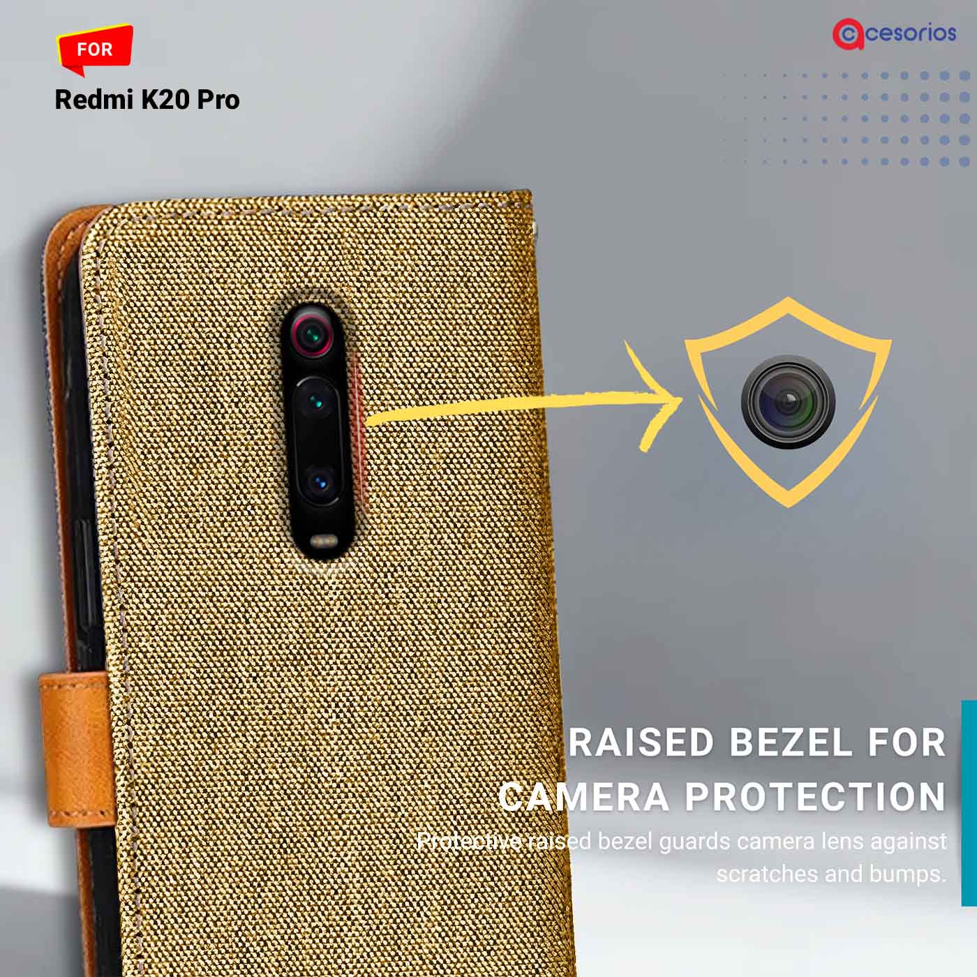 Accesorios Redmi K20 Pro denim flip cover – Light Brown – Image 2 #color_light b