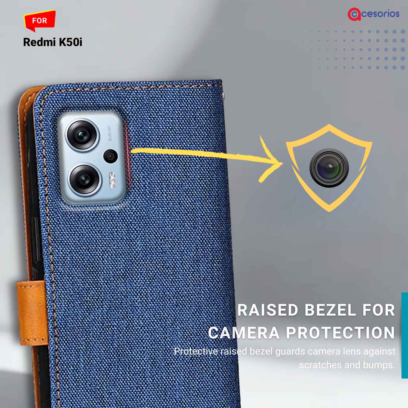 Accesorios Redmi K50I denim flip cover – Blue – Image 2 #color_